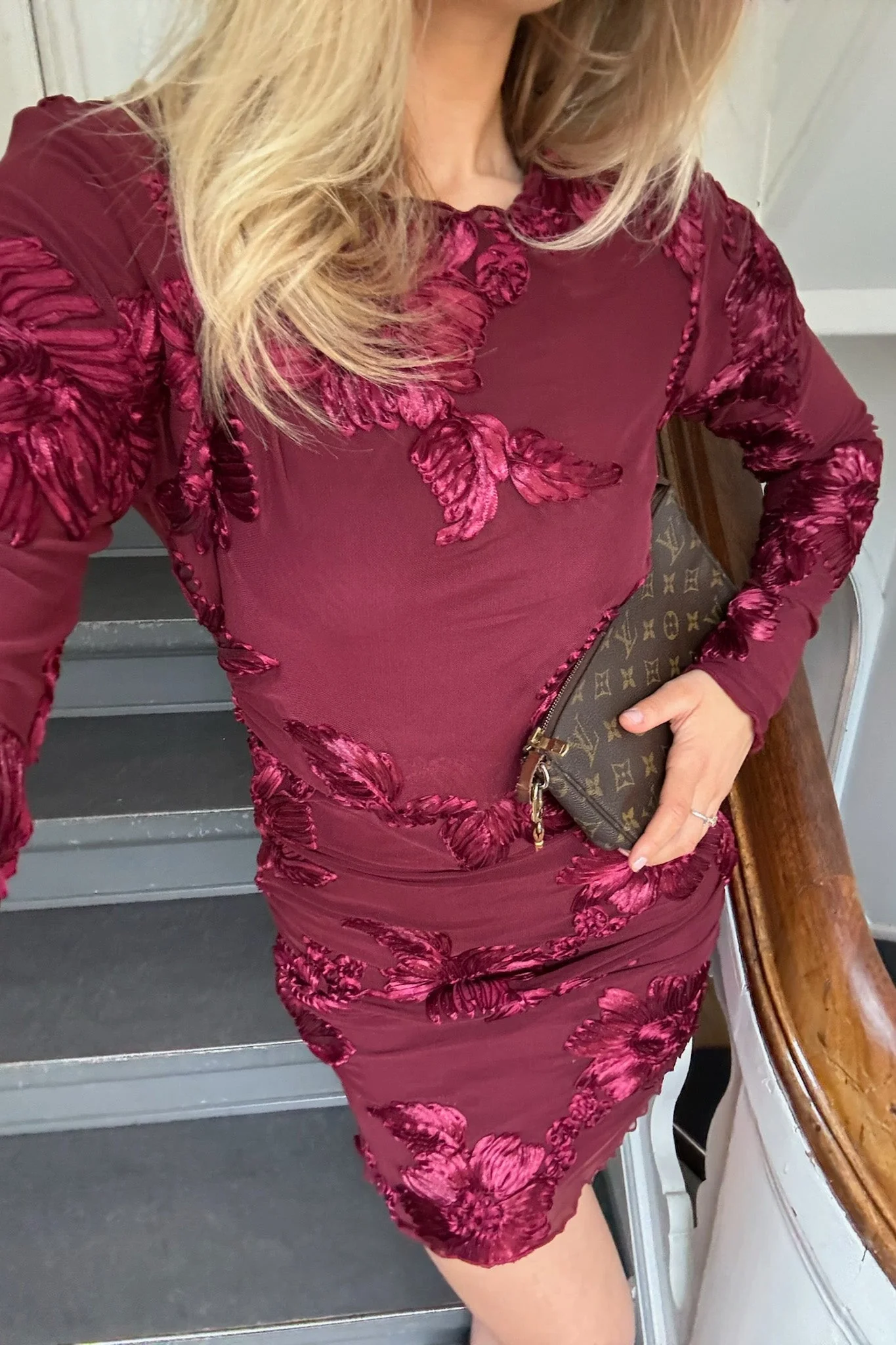 Maja Mesh Dress Bordeaux - Image 6