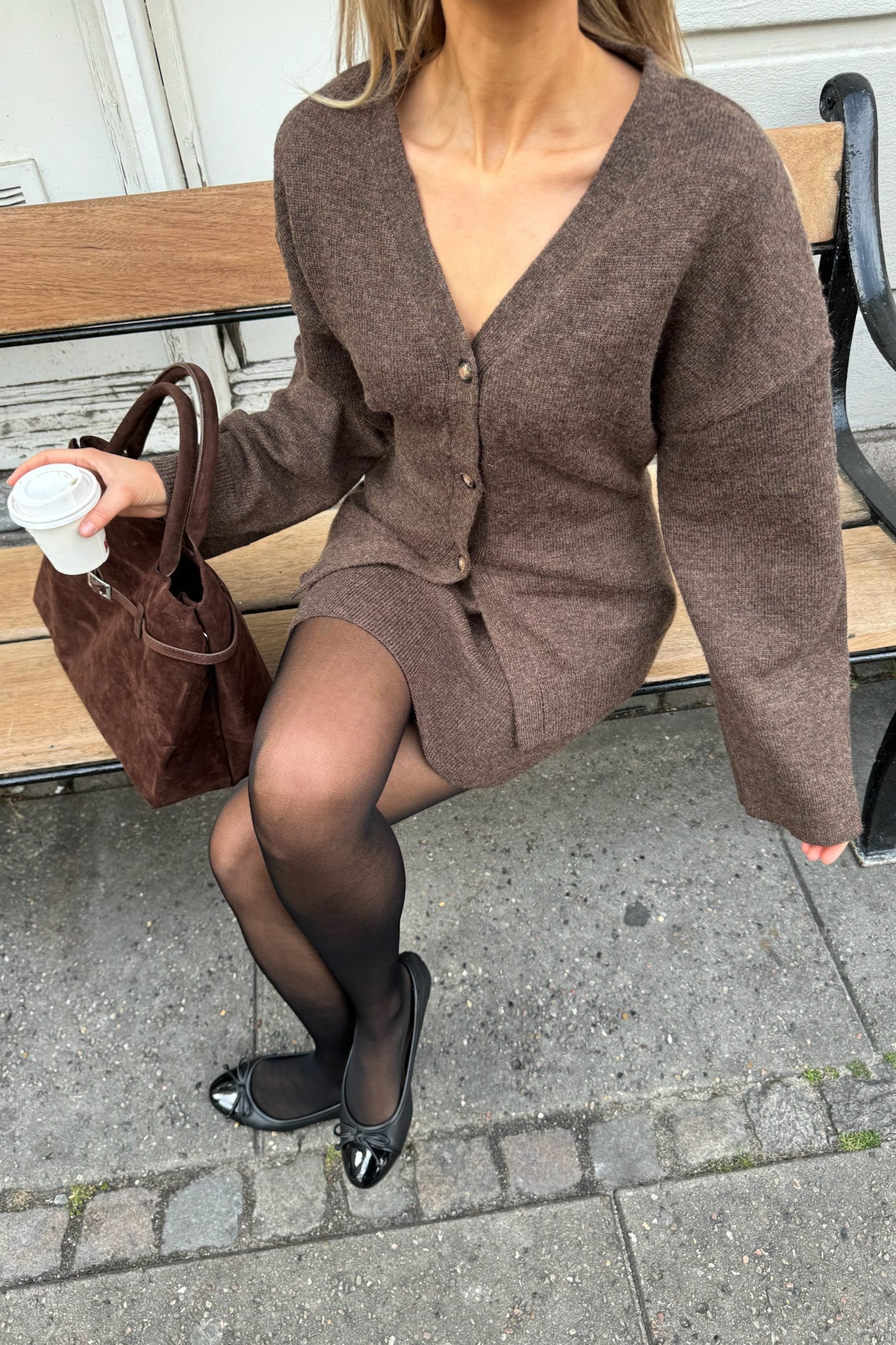 Karma Fitted Cardigan Dark Brown - Image 2