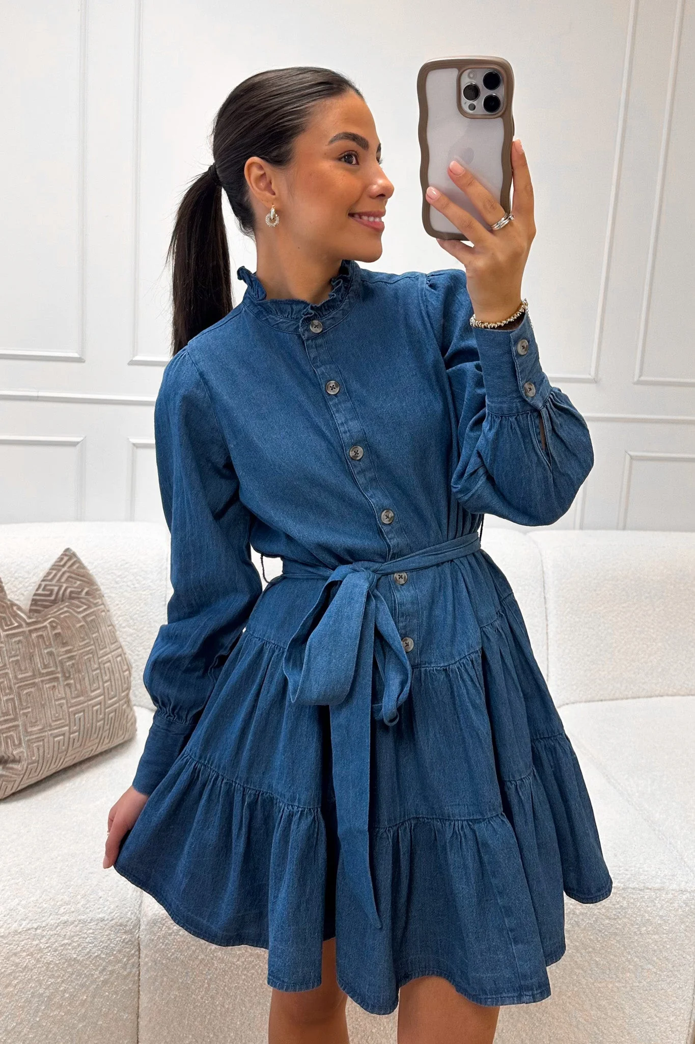 Latifana Denim Dress Blue - Image 3