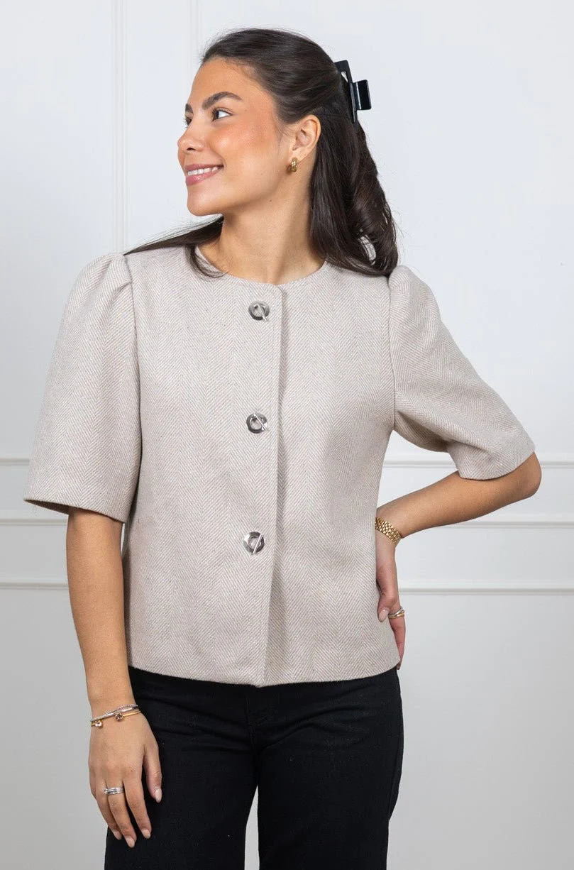 Xanthe Light Herringbone Blazer Sand