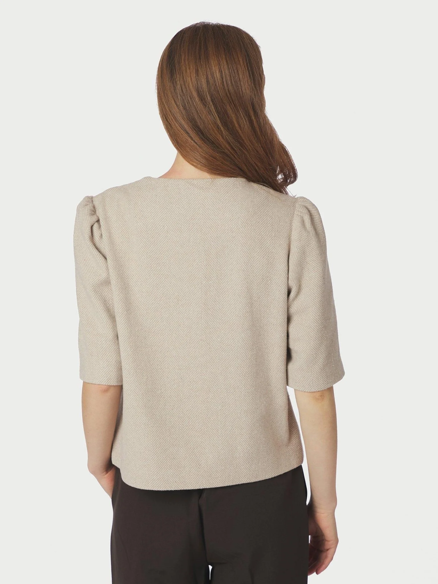 Xanthe Light Herringbone Blazer Sand - Image 12