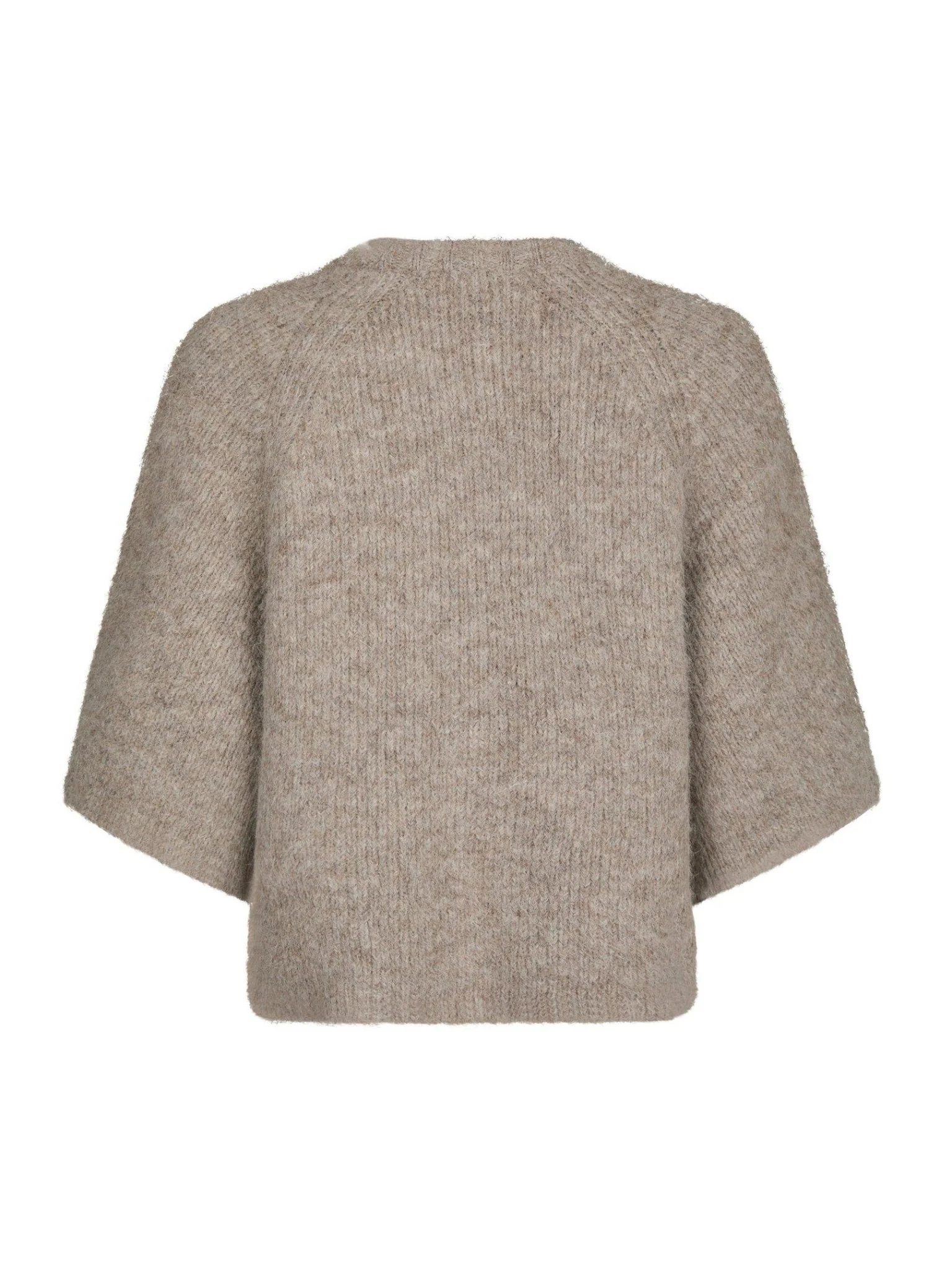 Amaya Fluffy Knit Cardigan Beige Melange - Image 10