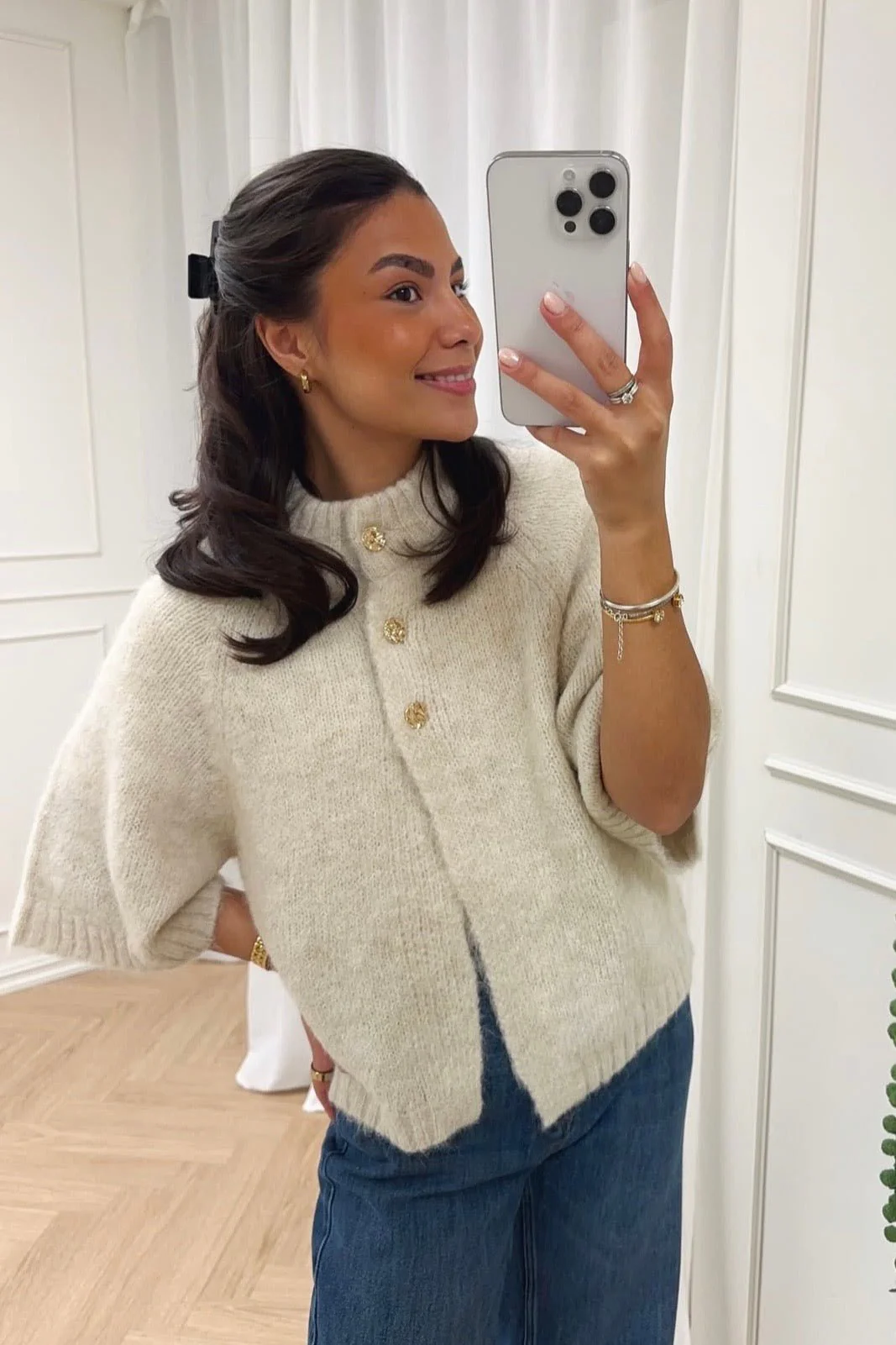Benuta Fluffy Knit Cardigan Off White - Image 2