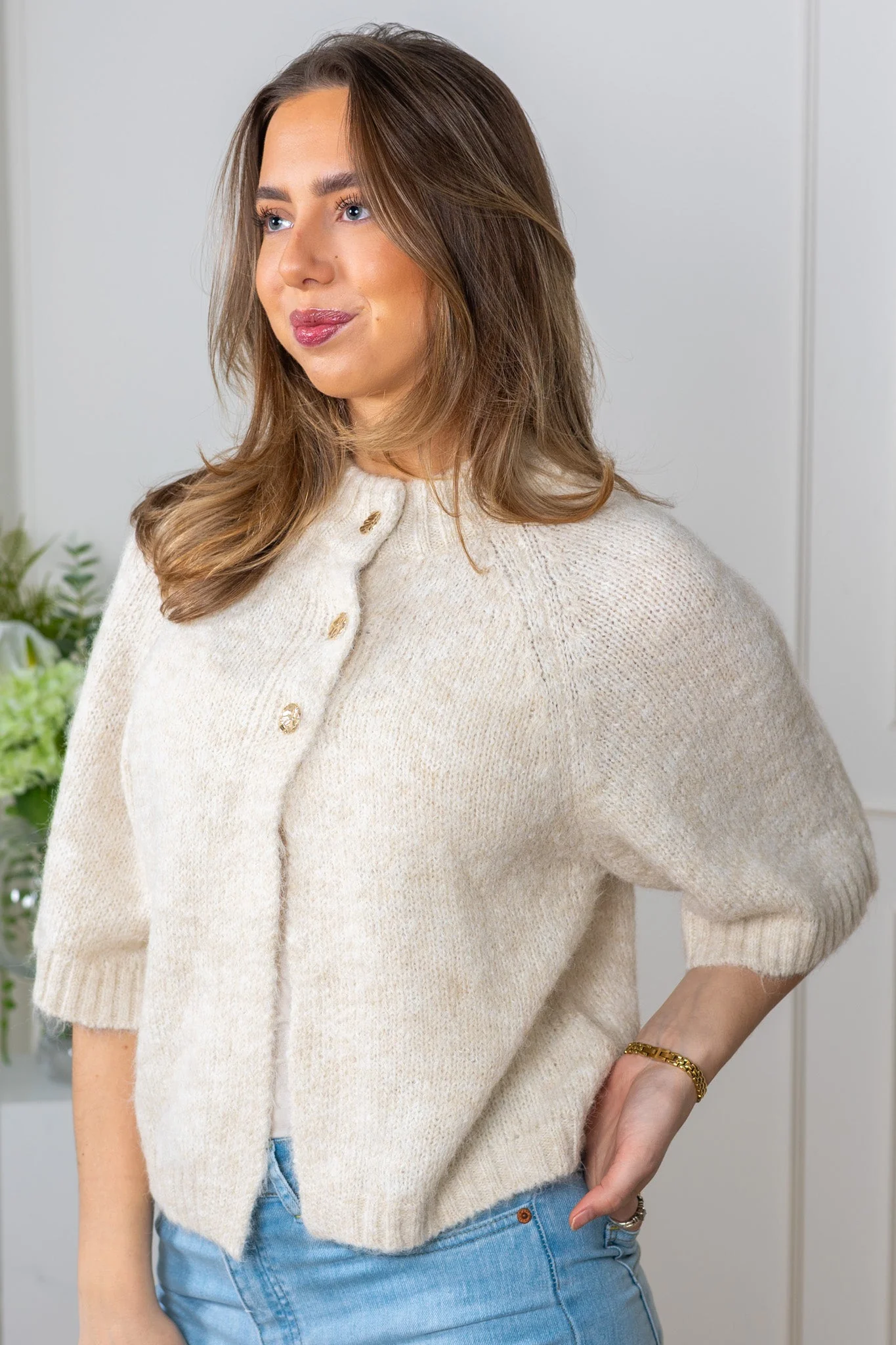 Benuta Fluffy Knit Cardigan Off White - Image 5