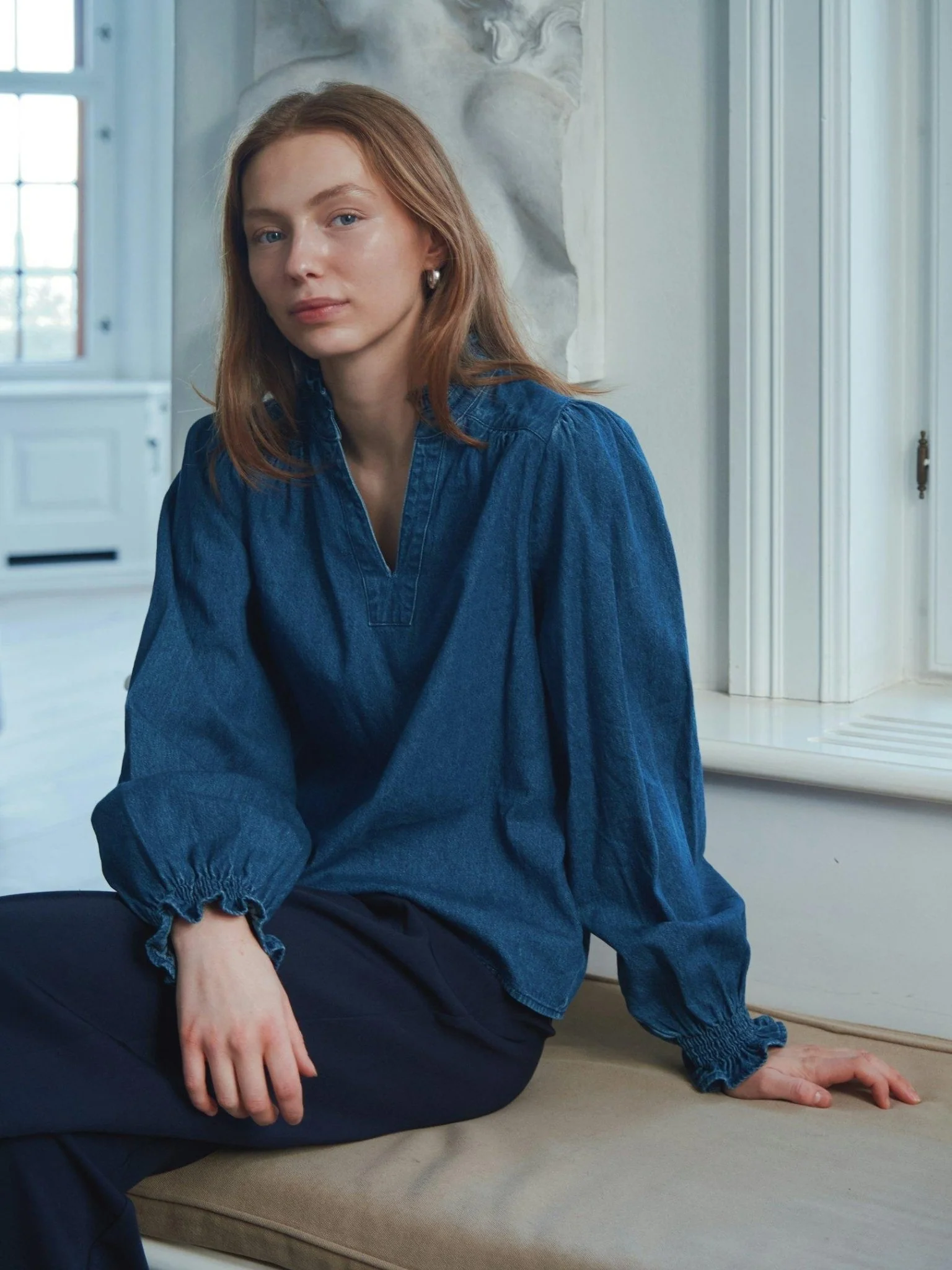 Emmeline Denim Blouse Dark Blue - Image 7