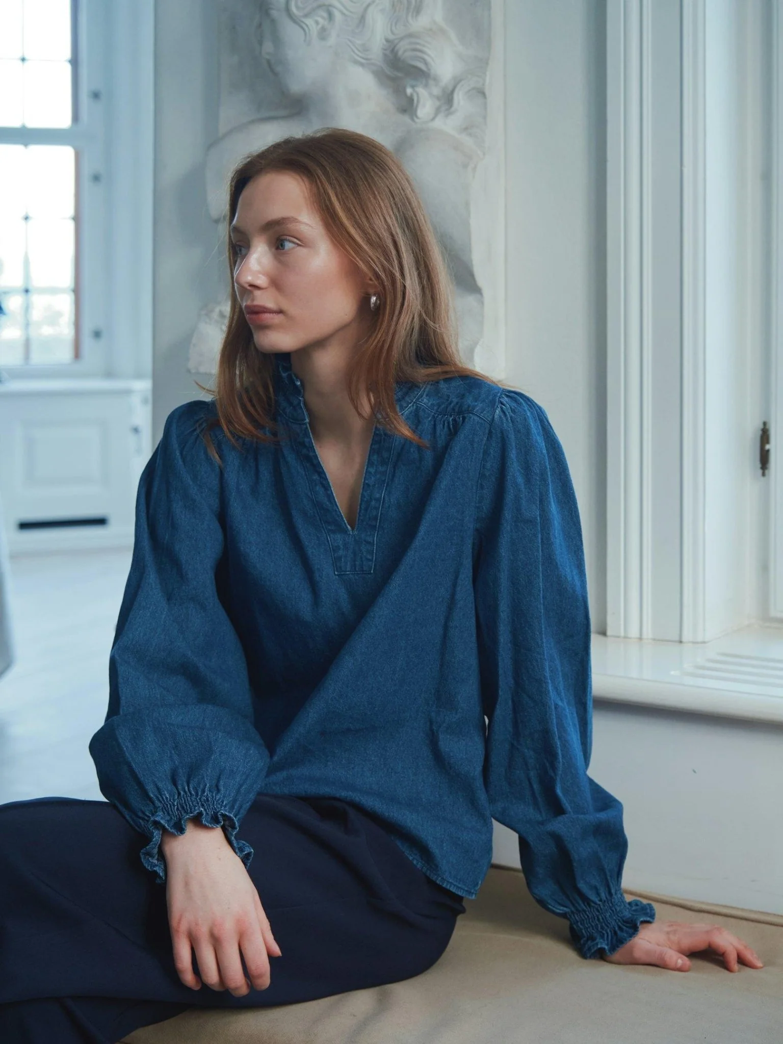 Emmeline Denim Blouse Dark Blue - Image 8