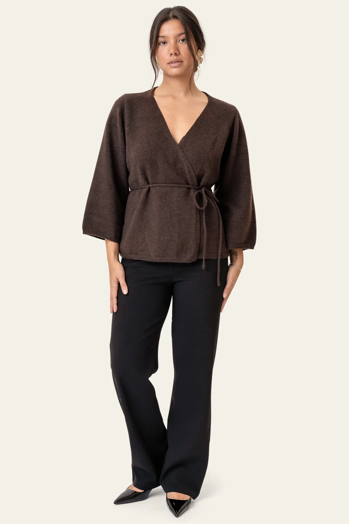 Anne Cardigan Dark Brown - Image 5