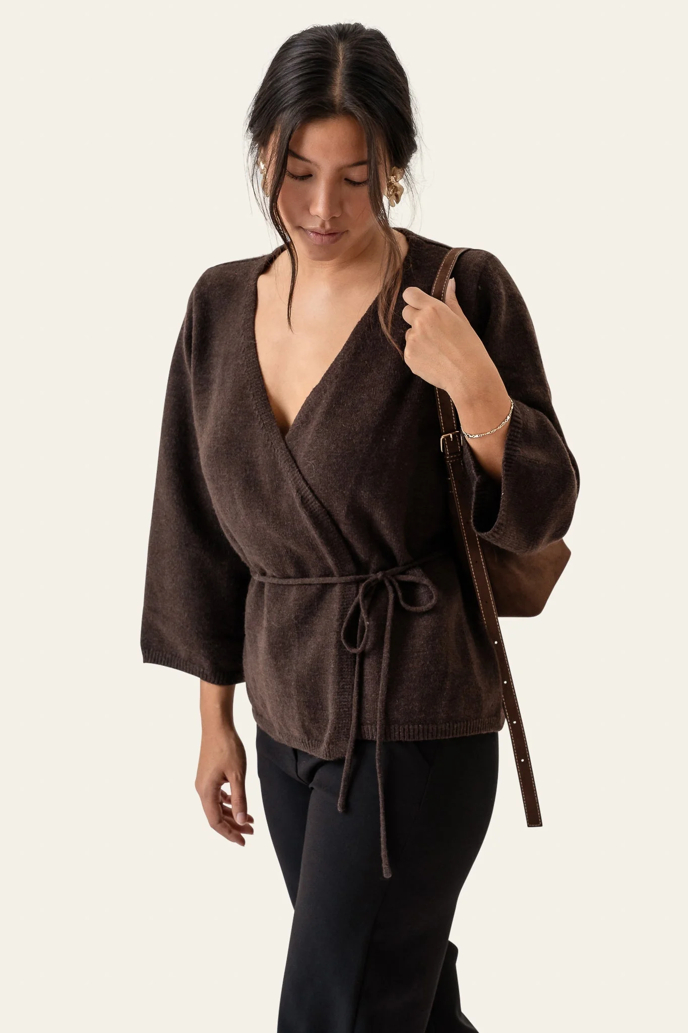 Anne Cardigan Dark Brown - Image 9