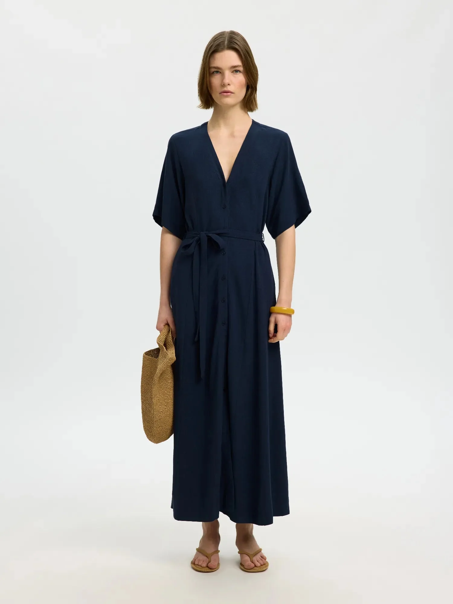 Viva Regular Linen Blend Dress Dark Sapphire - Image 3