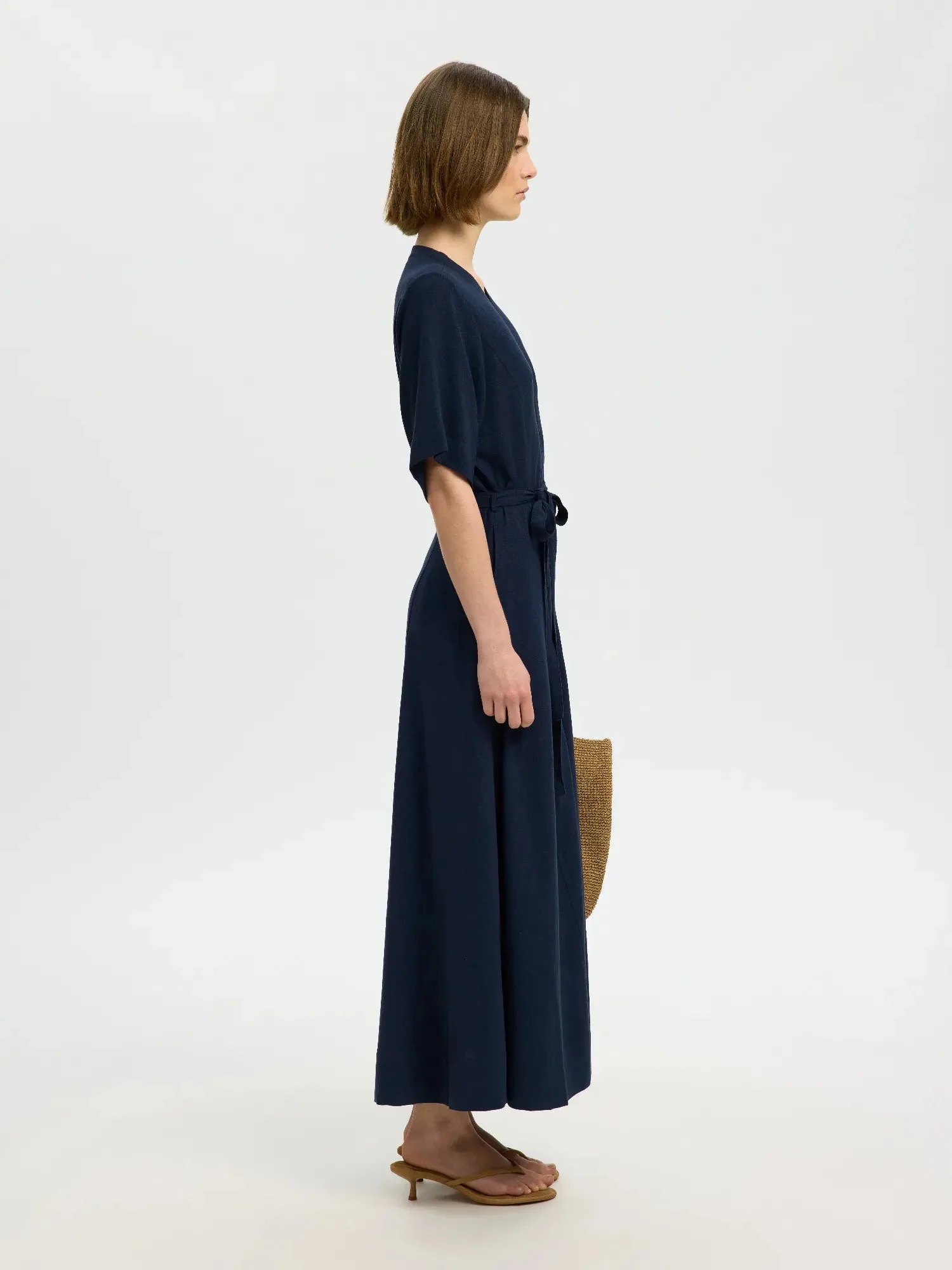 Viva Regular Linen Blend Dress Dark Sapphire - Image 4