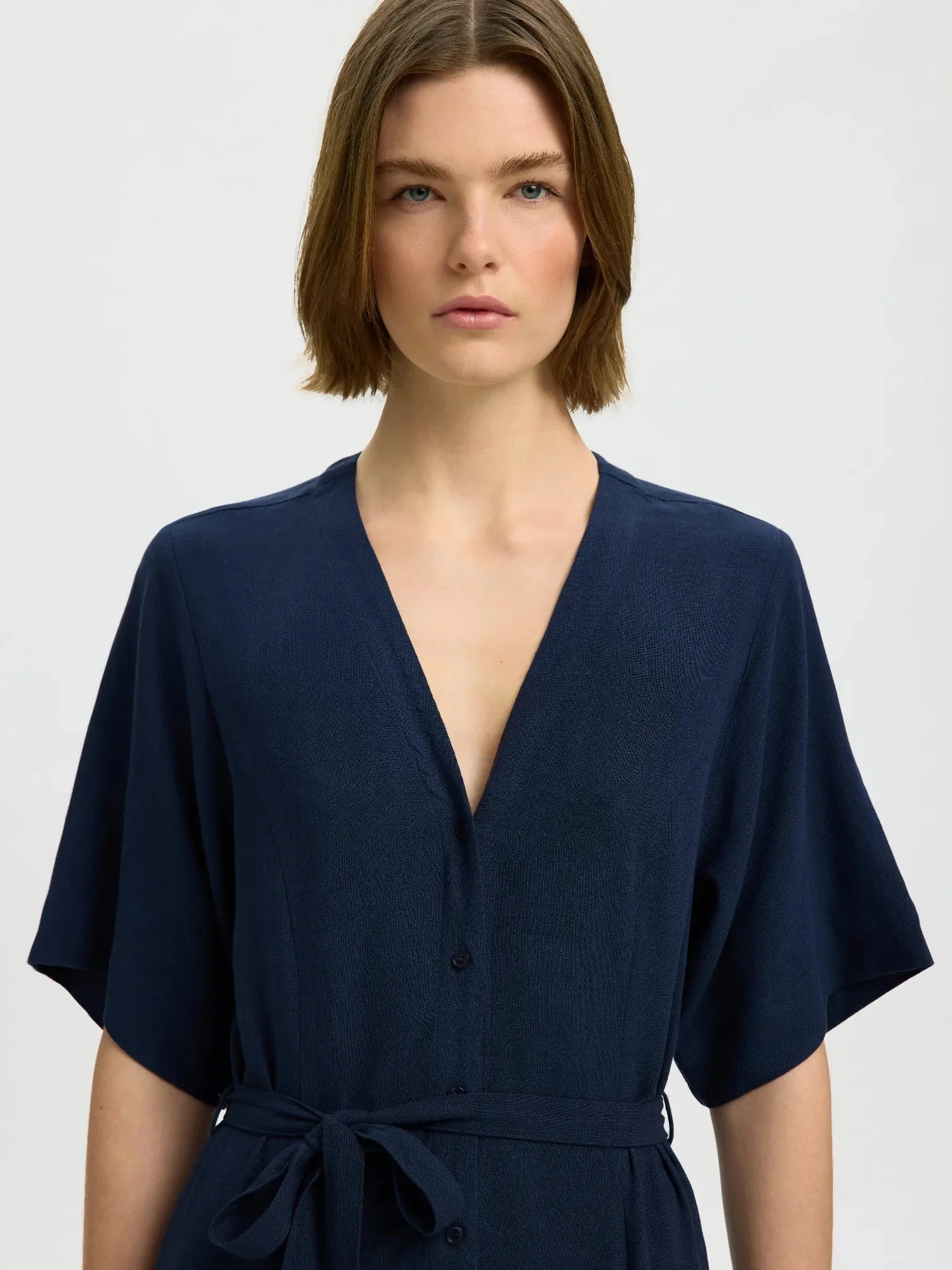 Viva Regular Linen Blend Dress Dark Sapphire - Image 5