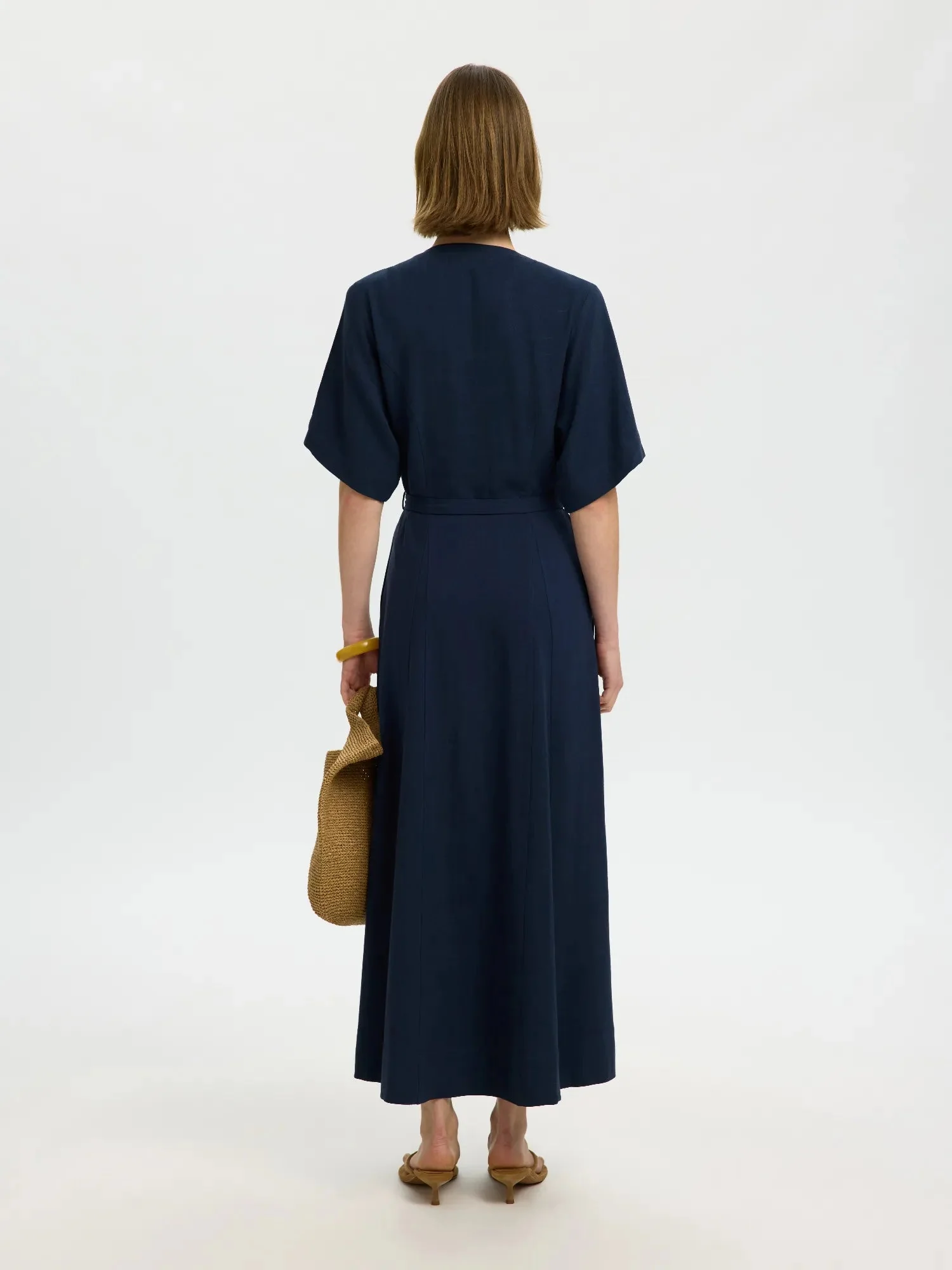 Viva Regular Linen Blend Dress Dark Sapphire - Image 6