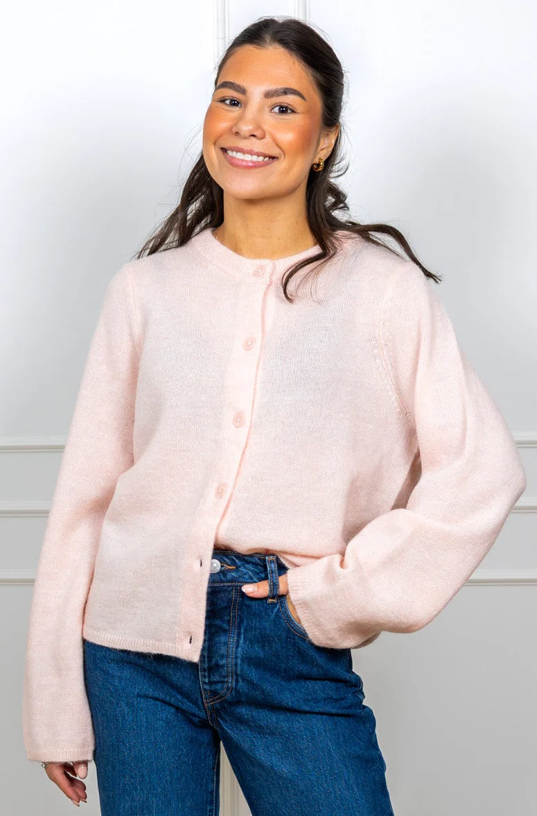 Lulu New Ls Knit Cardigan Pale Dogwood Melange