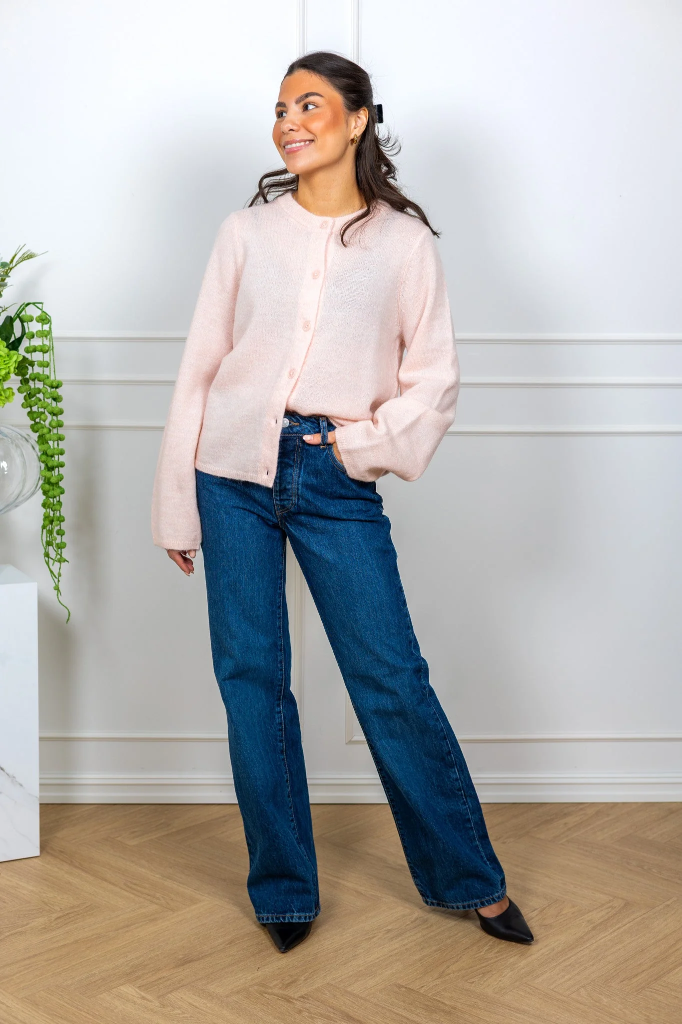 Lulu New Ls Knit Cardigan Pale Dogwood Melange - Image 5