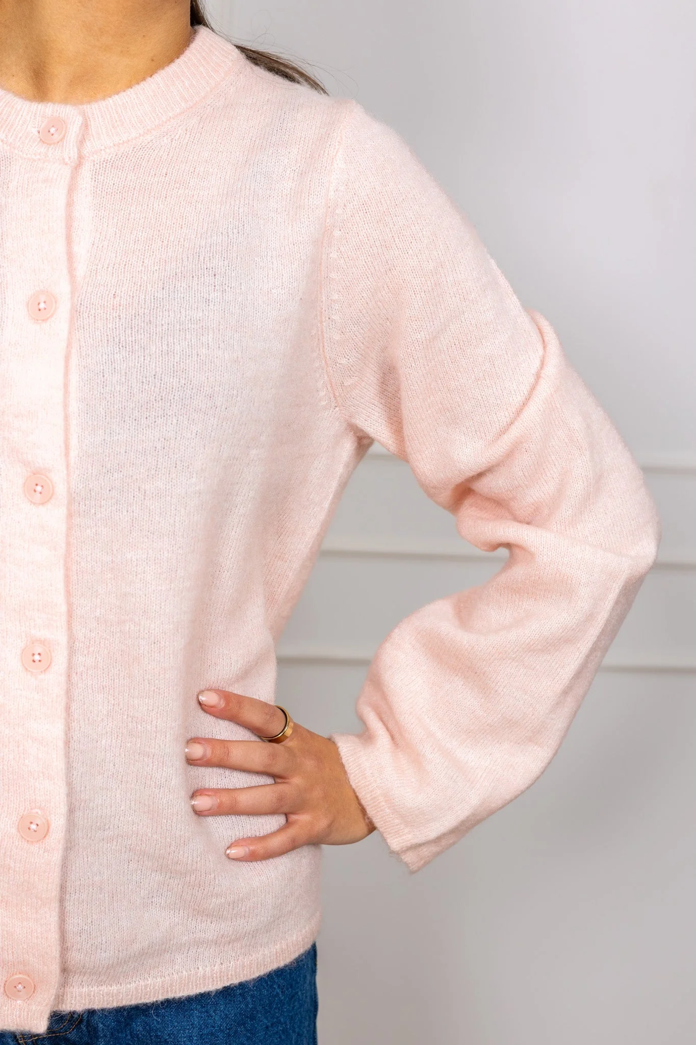 Lulu New Ls Knit Cardigan Pale Dogwood Melange - Image 8