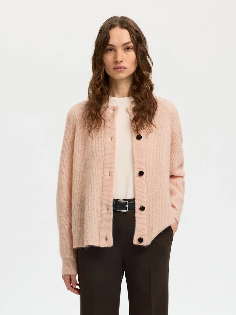 Lulu Ls Knit Short Cardigan Pale Dogwood Melange - Image 6