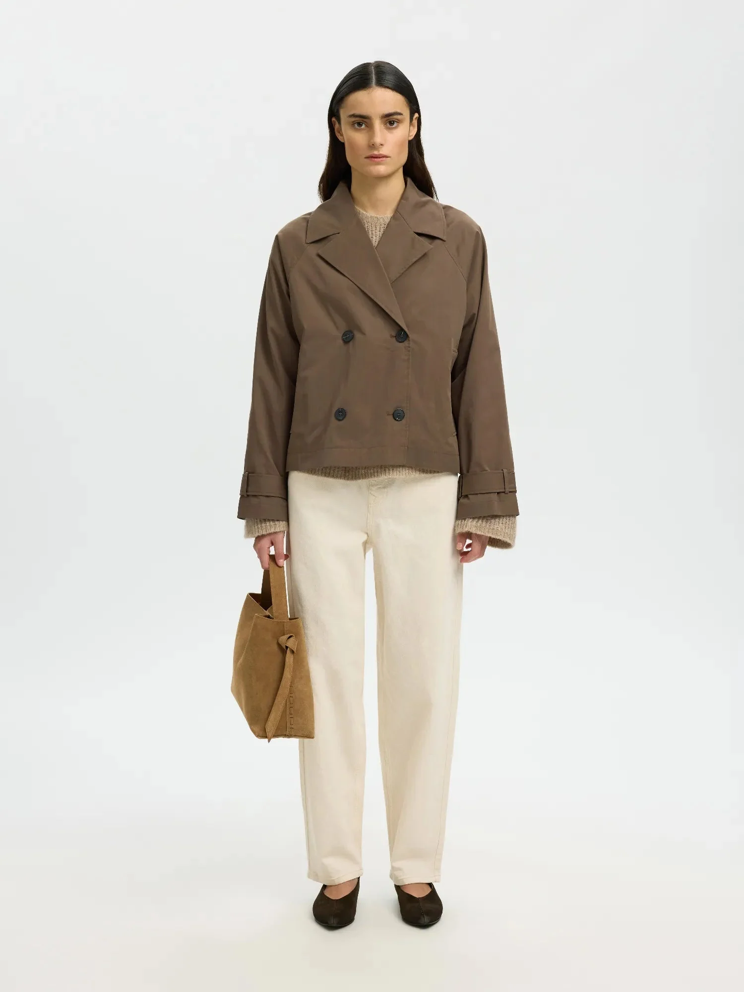 New Cilo Short Trenchcoat Chocolate Chip - Image 8