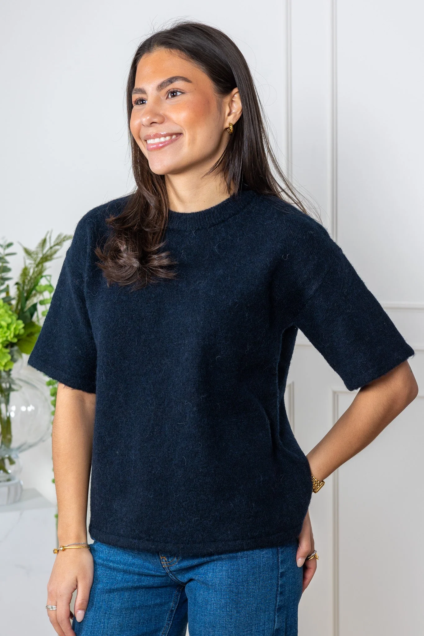 Lulu 2/4 Knit O-Neck Dark Sapphire Melange - Image 6