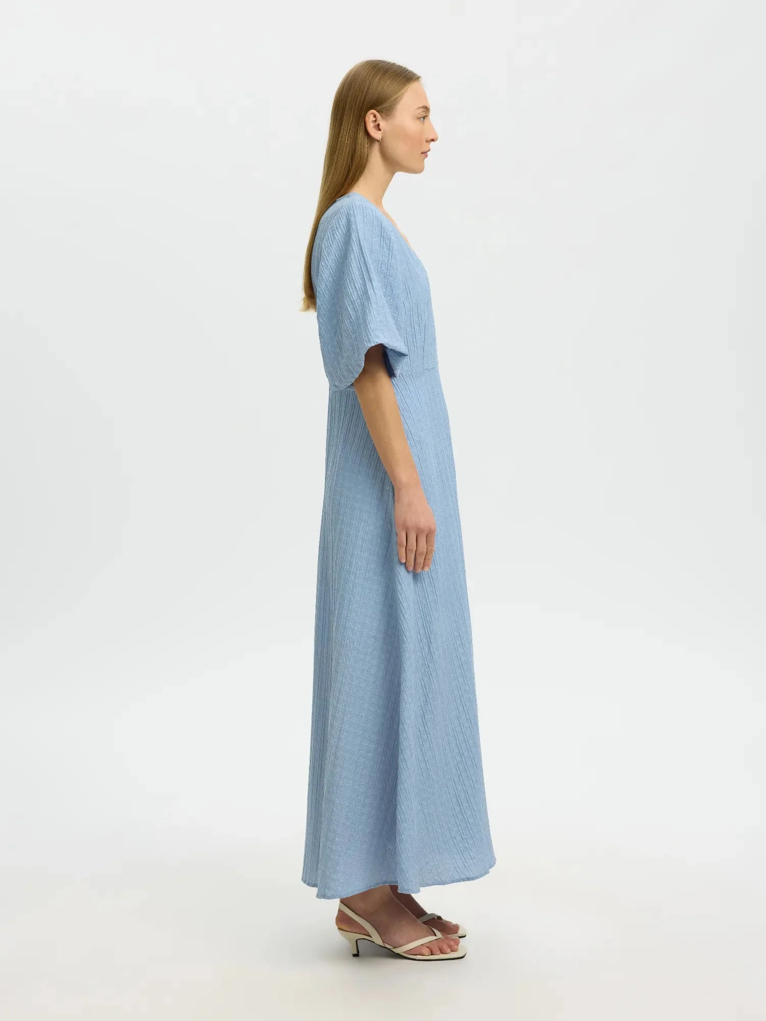 Maddie Ss Closed Back Midi Dress Dusty Blue - Image 10