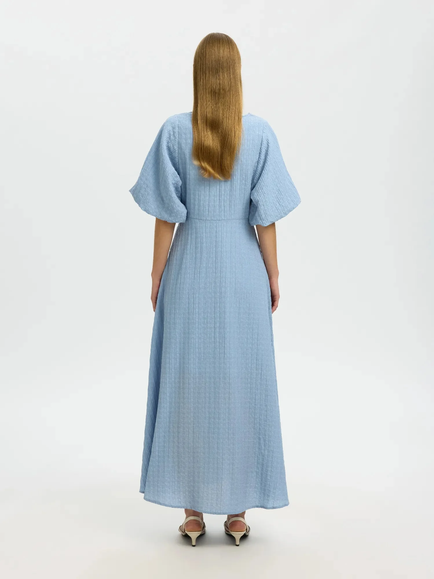 Maddie Ss Closed Back Midi Dress Dusty Blue - Image 11
