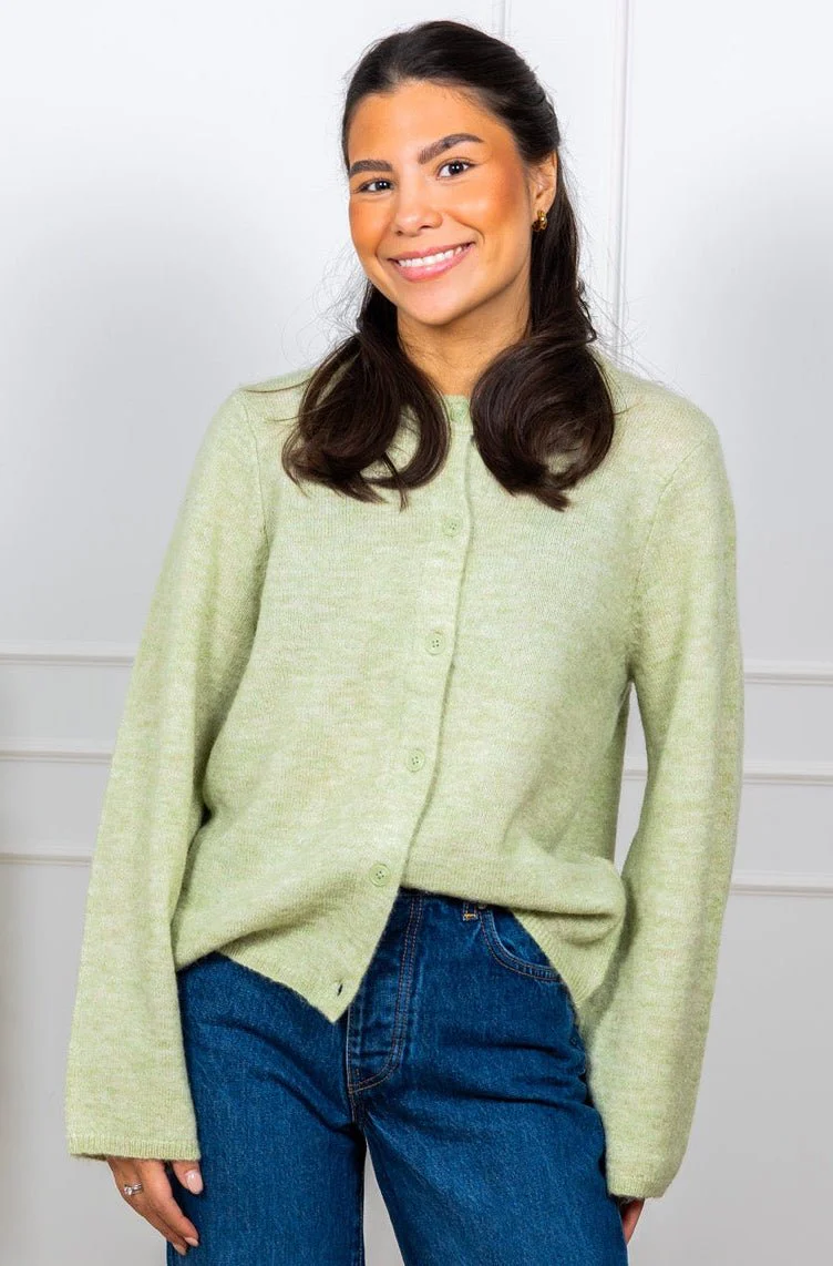 Lulu New Ls Knit Cardigan Lint Melange