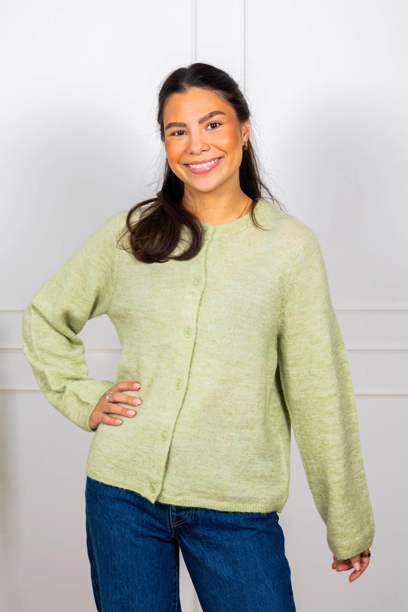 Lulu New Ls Knit Cardigan Lint Melange - Image 3