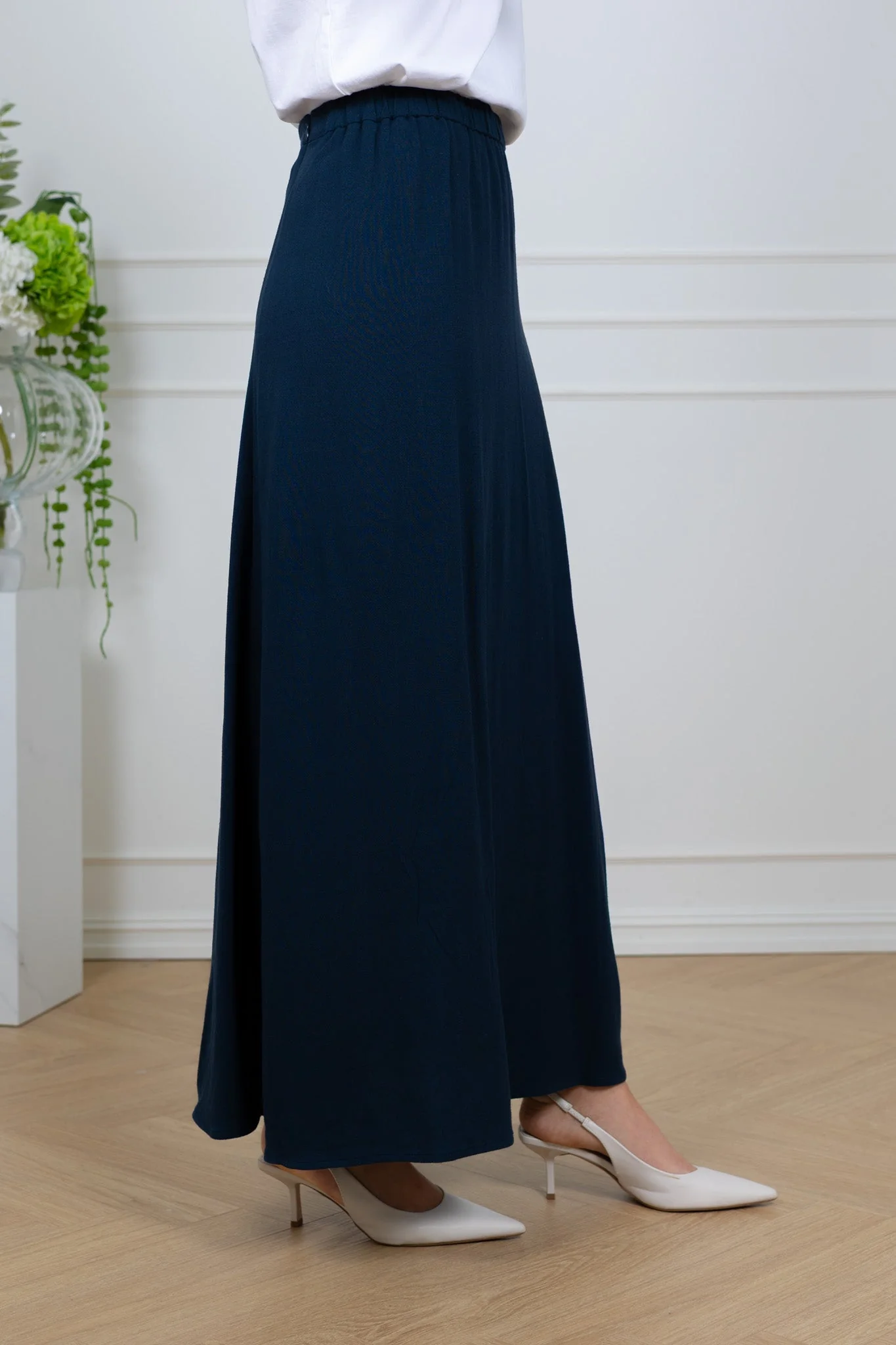 Viva Hw Ankle Linen Blend Skirt Dark Sapphire - Image 5