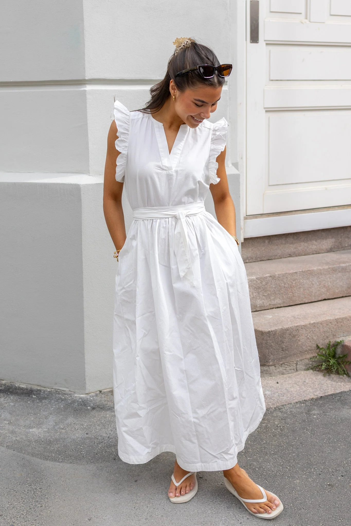 Blair-Ida Regular Sl Long Dress Bright White - Image 4