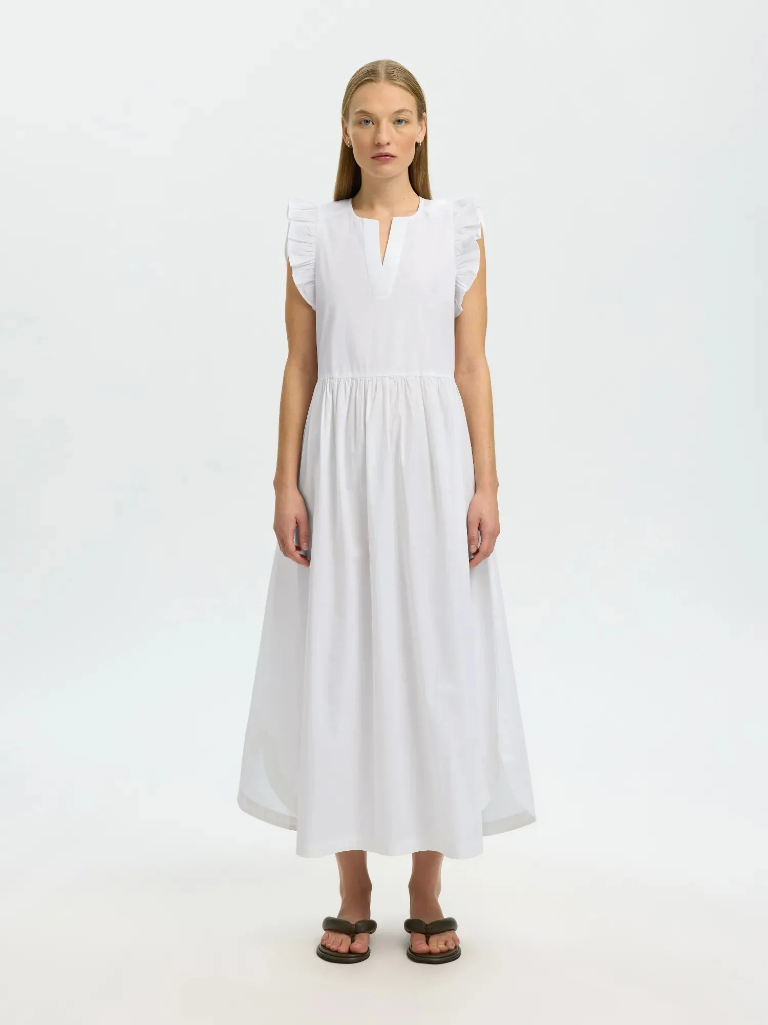 Blair-Ida Regular Sl Long Dress Bright White - Image 8