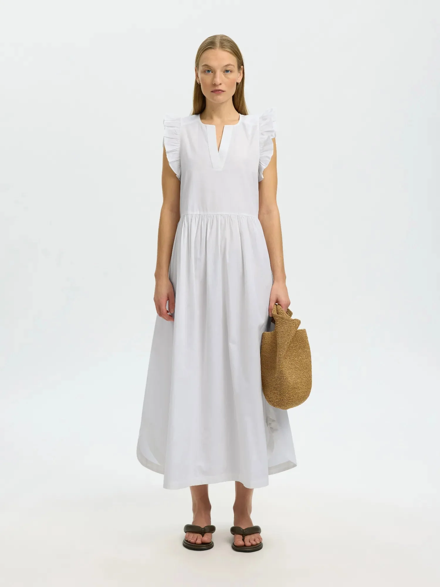 Blair-Ida Regular Sl Long Dress Bright White - Image 9