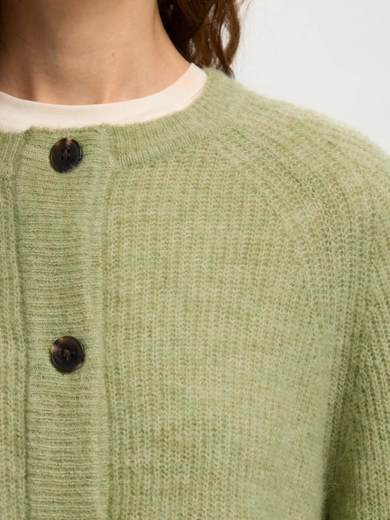 Lulu Ls Knit Short Cardigan Lint Melange - Image 11
