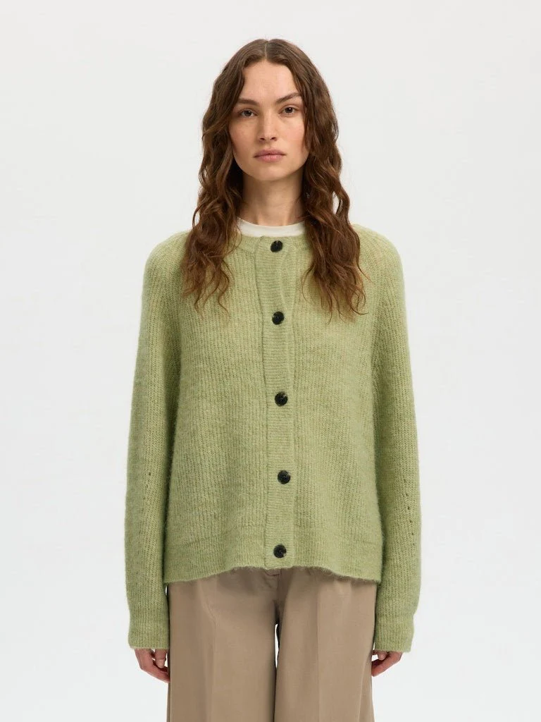 Lulu Ls Knit Short Cardigan Lint Melange - Image 7