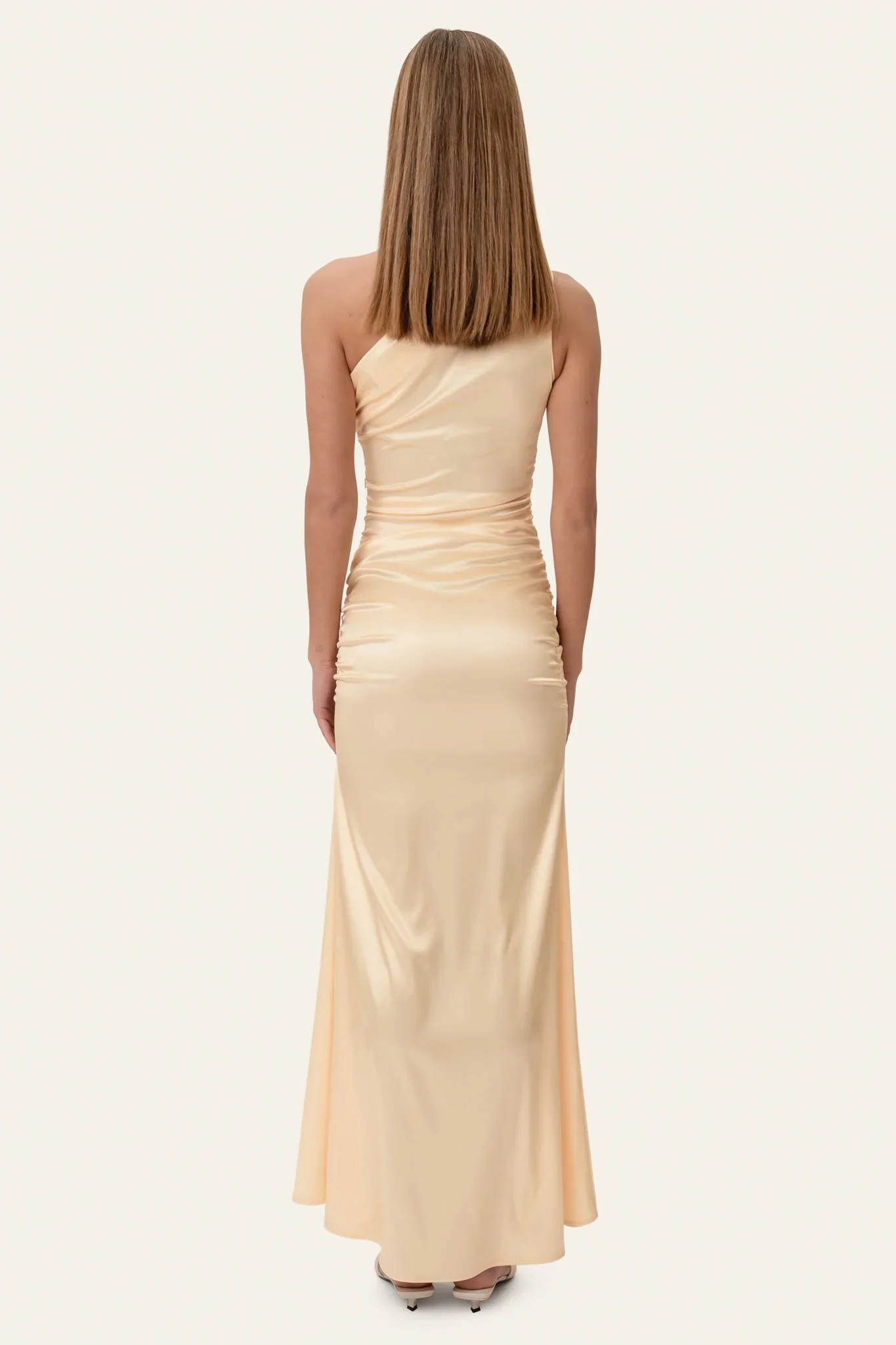 Andrea Satin Dress Butter Yellow - Image 9