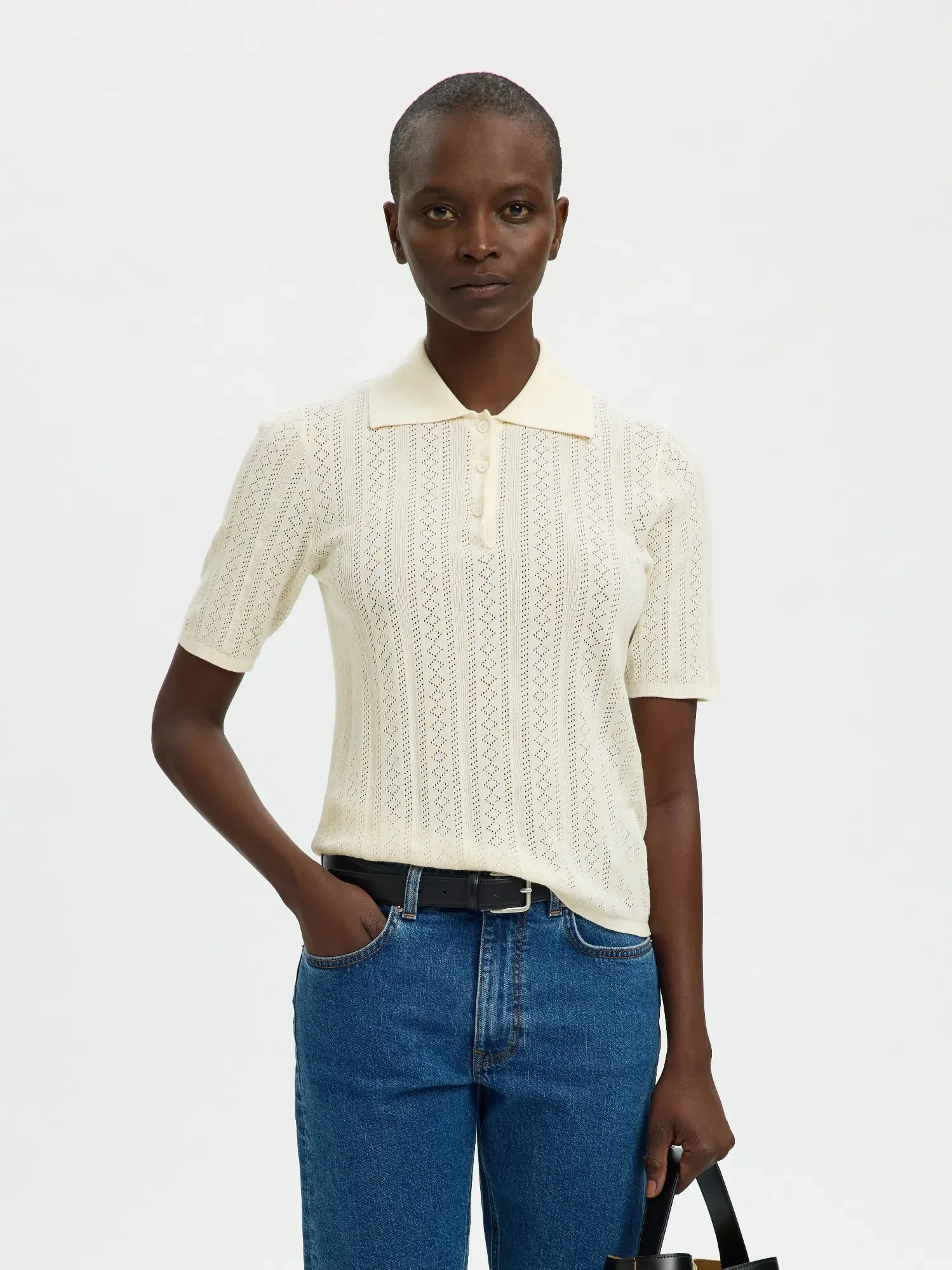 Toledo Structure 2/4 Knit Polo Neck Snow White - Image 2