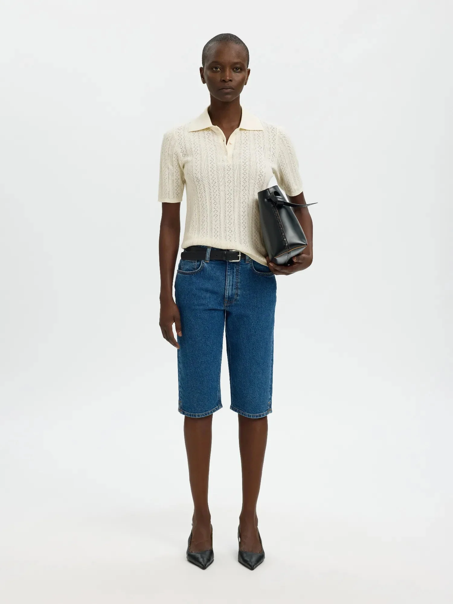 Toledo Structure 2/4 Knit Polo Neck Snow White - Image 3
