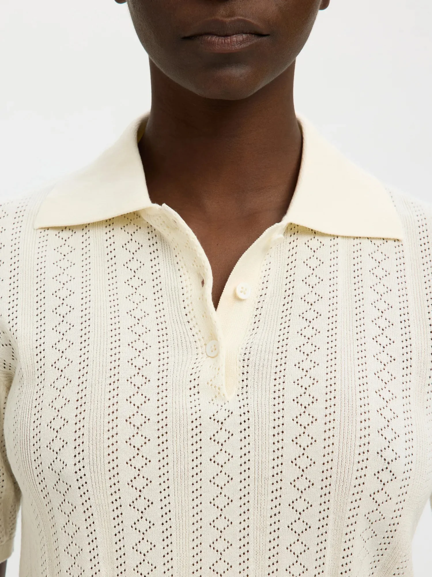 Toledo Structure 2/4 Knit Polo Neck Snow White - Image 4