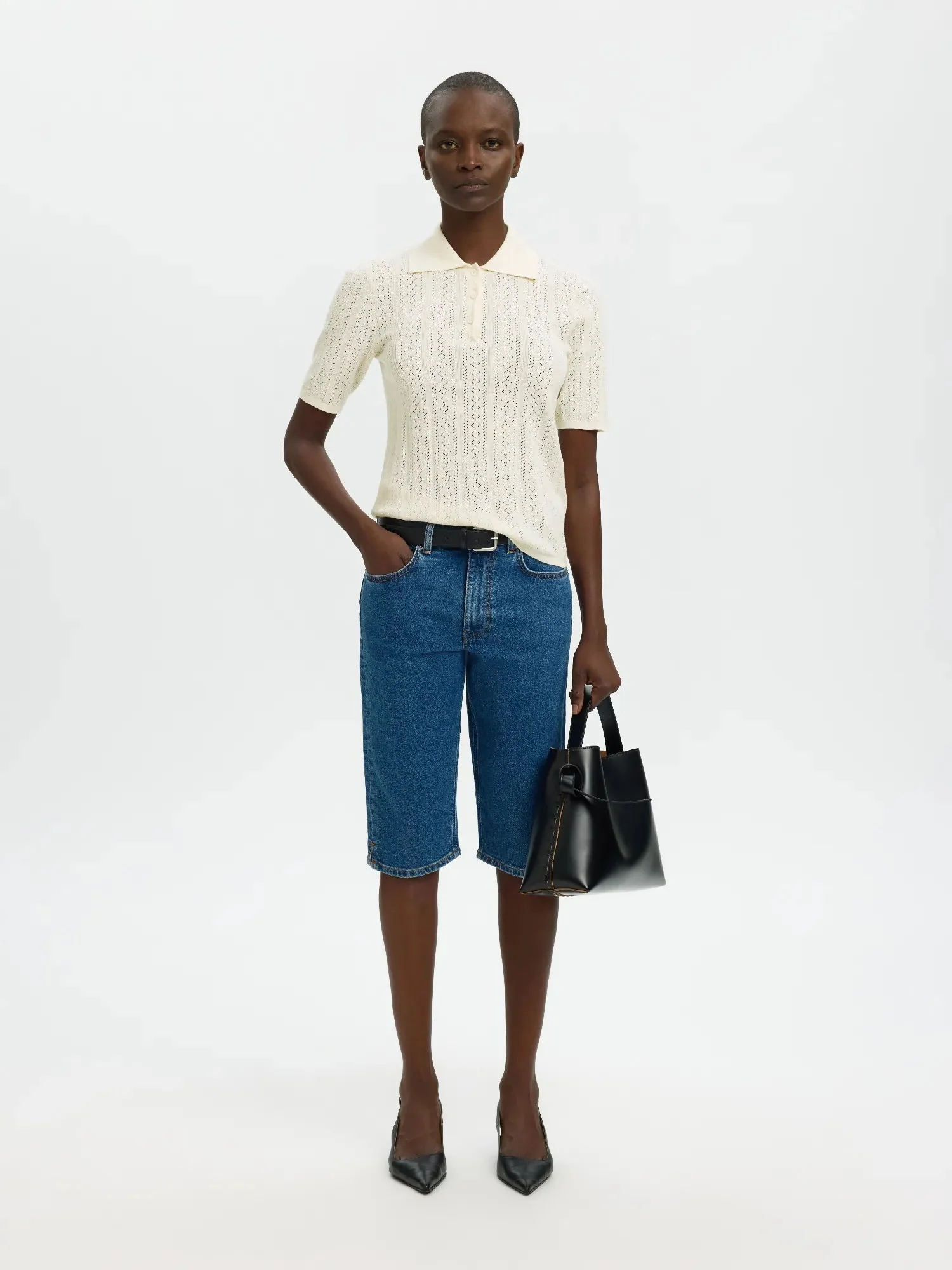 Toledo Structure 2/4 Knit Polo Neck Snow White - Image 5