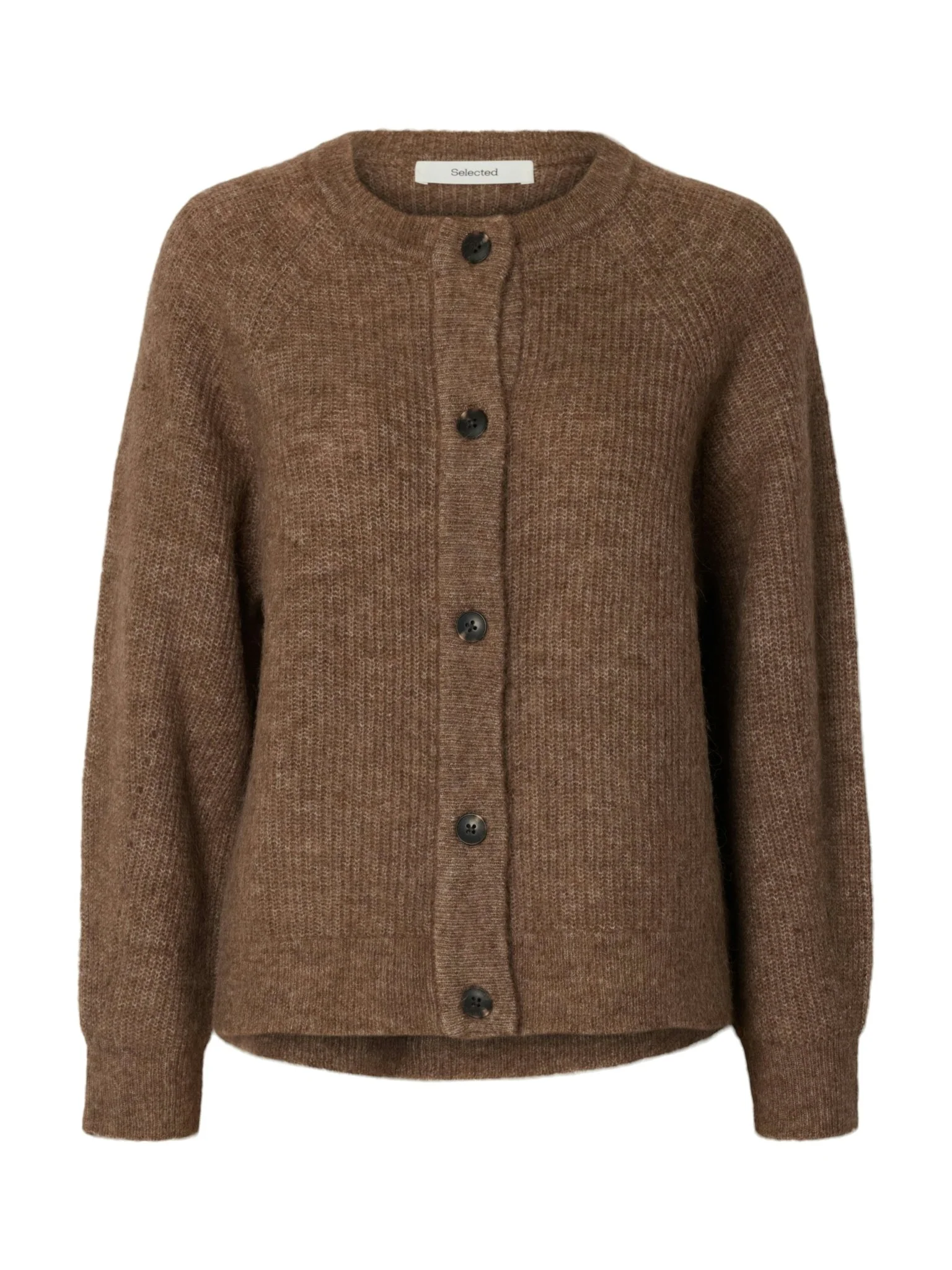 Lulu Ls Knit Short Cardigan Chocolate Chip Melange - Image 2