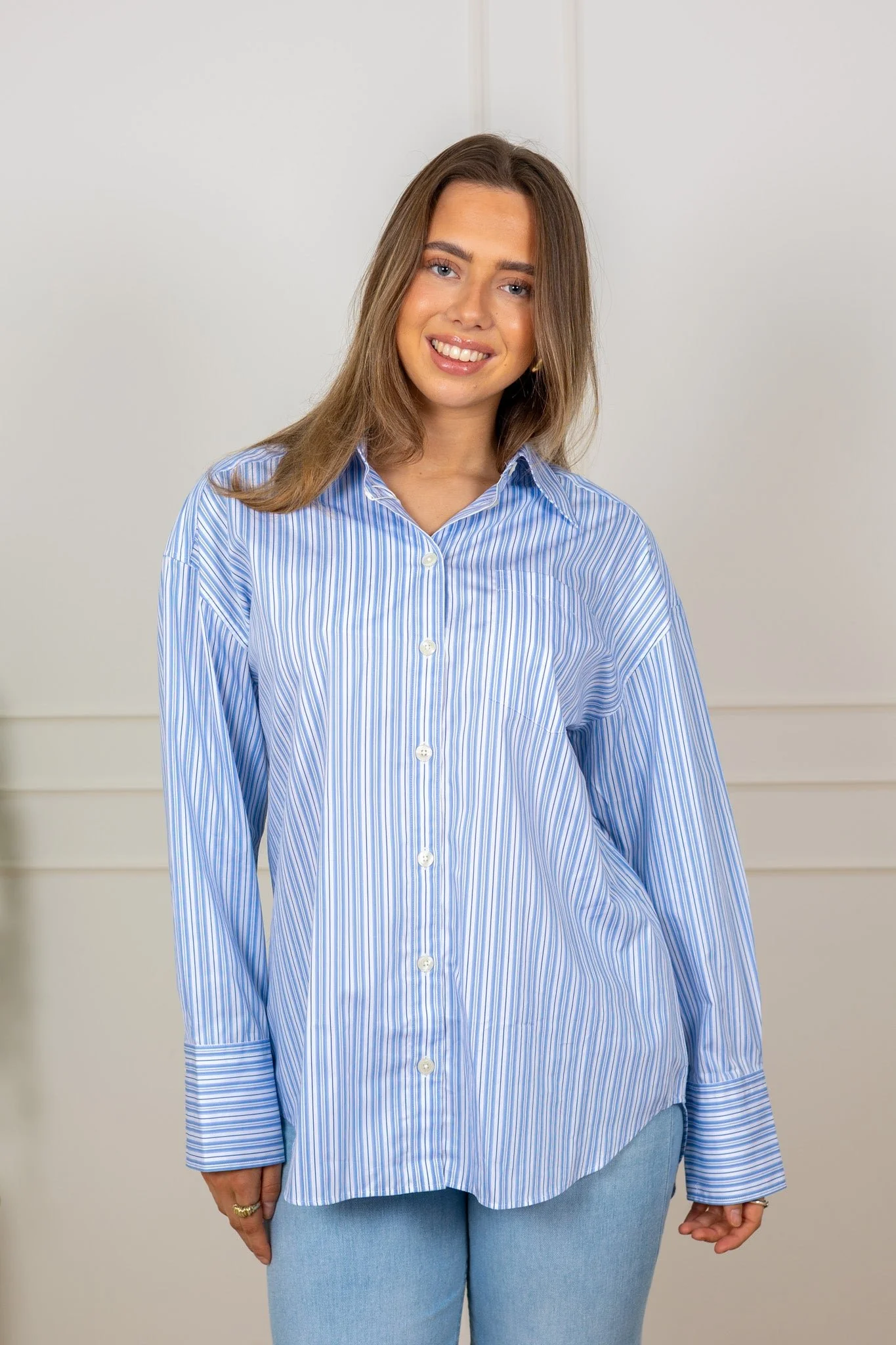 Hotel Amour Oversize Ls Shirt Light Blue Multi
