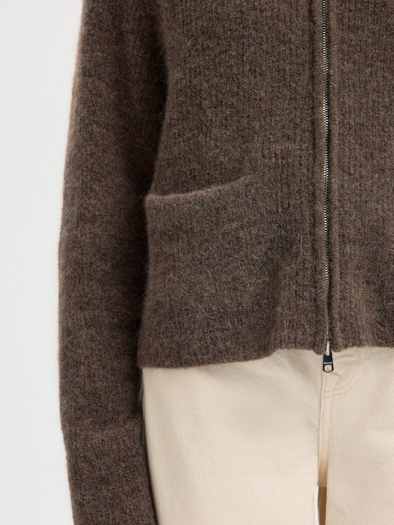 Sia Ras Ls Knit Short Cardigan Chocolate Chip - Image 10