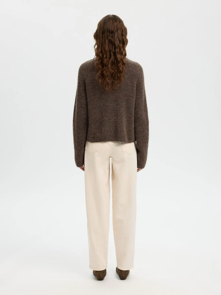 Sia Ras Ls Knit Short Cardigan Chocolate Chip - Image 11