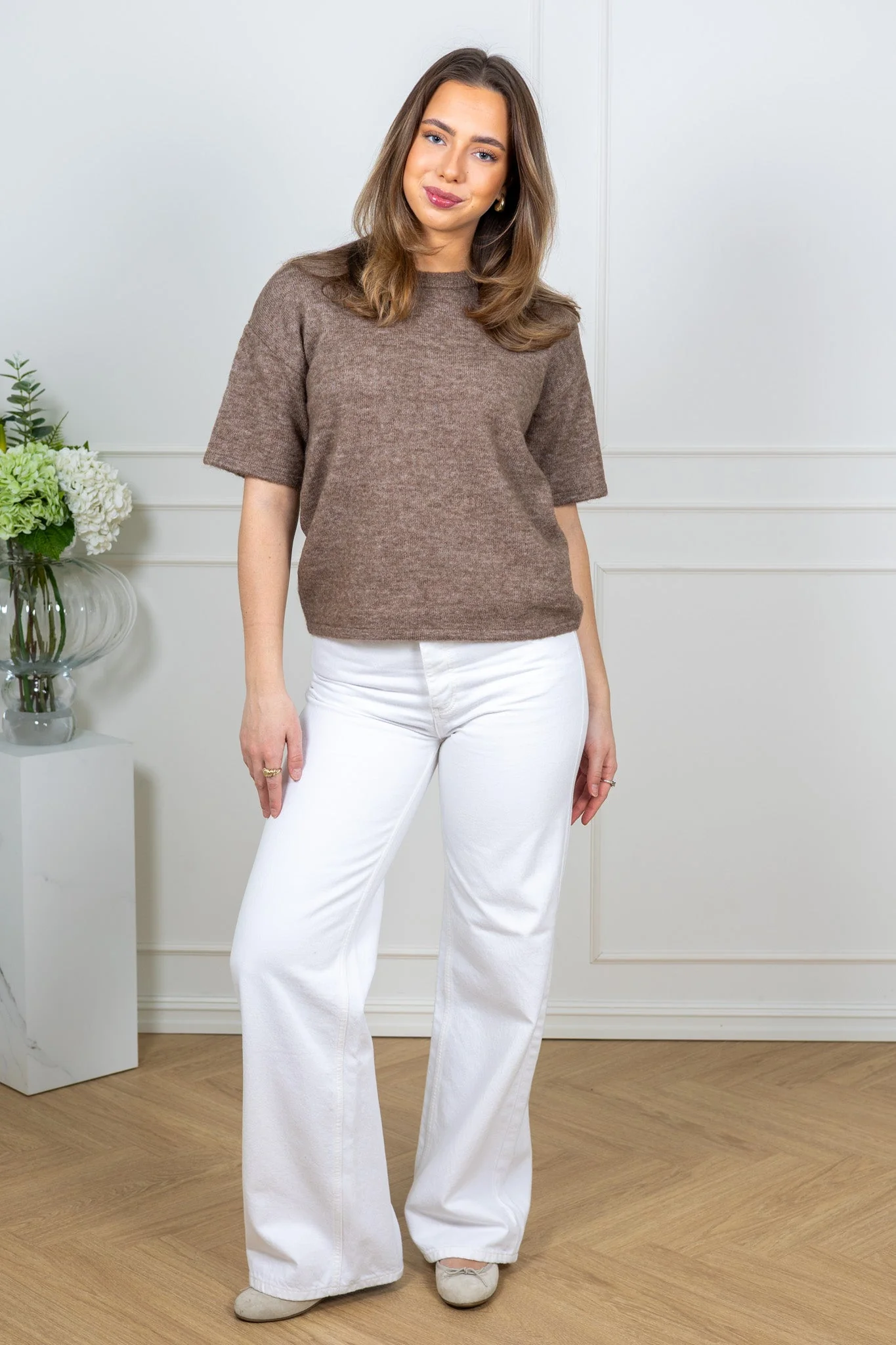 Lulu 2/4 Knit O-Neck Chocolate Chip Melange - Image 5