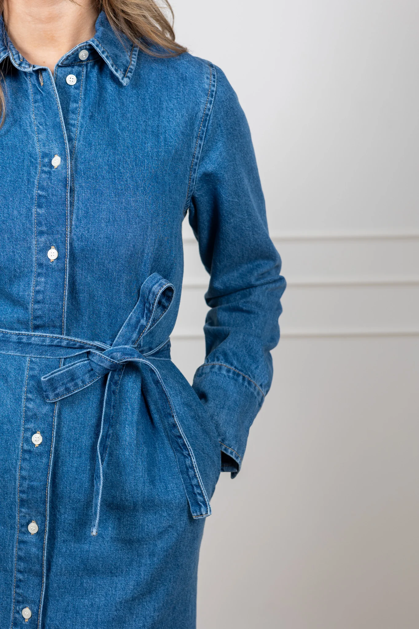 Regular Agathe Long Denim Dress Medium Blue Denim - Image 5