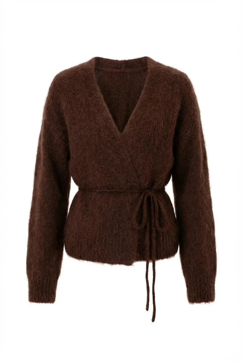 Ida Wrap Cardigan Dark Brown - Image 2