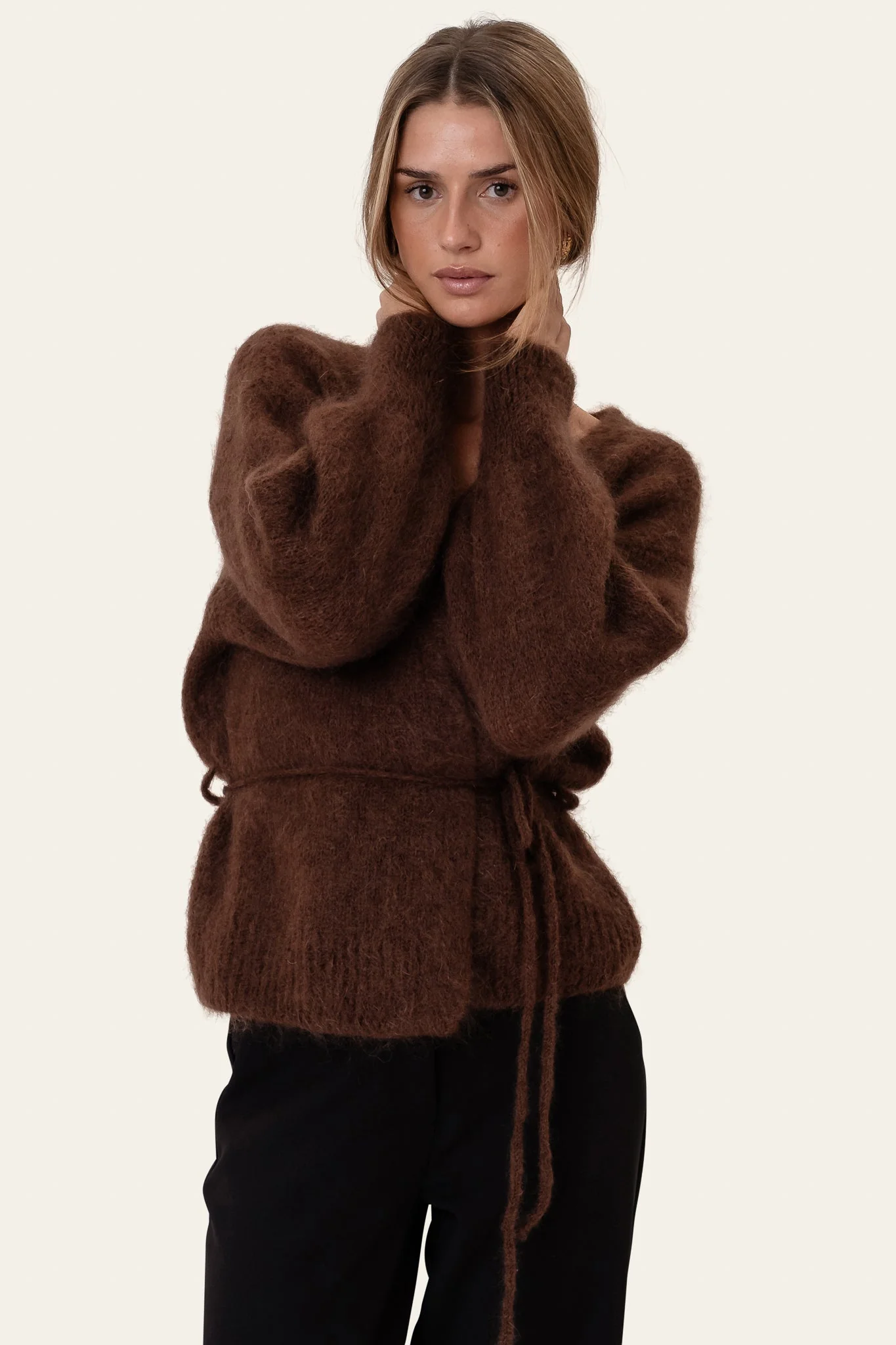 Ida Wrap Cardigan Dark Brown - Image 7
