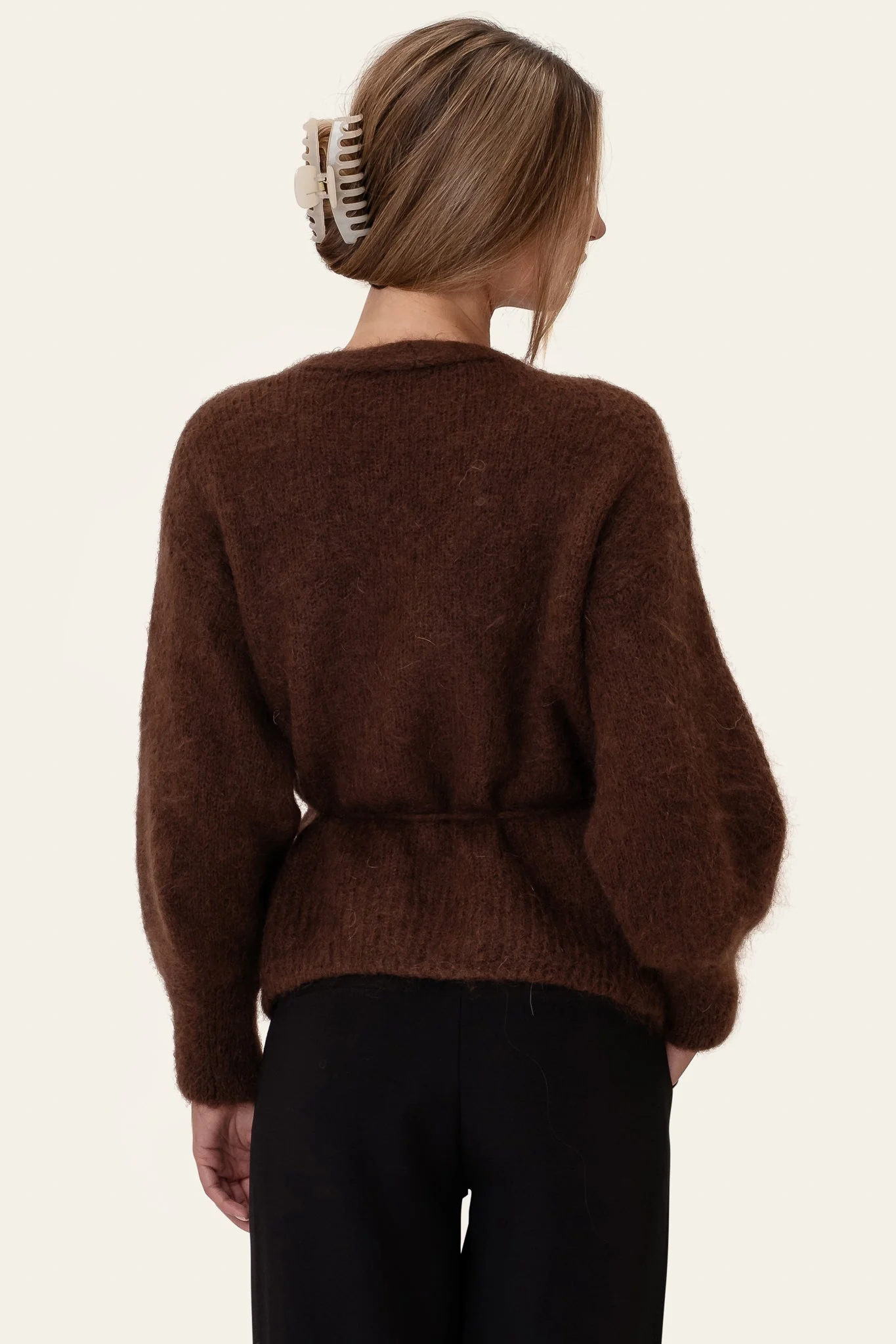 Ida Wrap Cardigan Dark Brown - Image 8