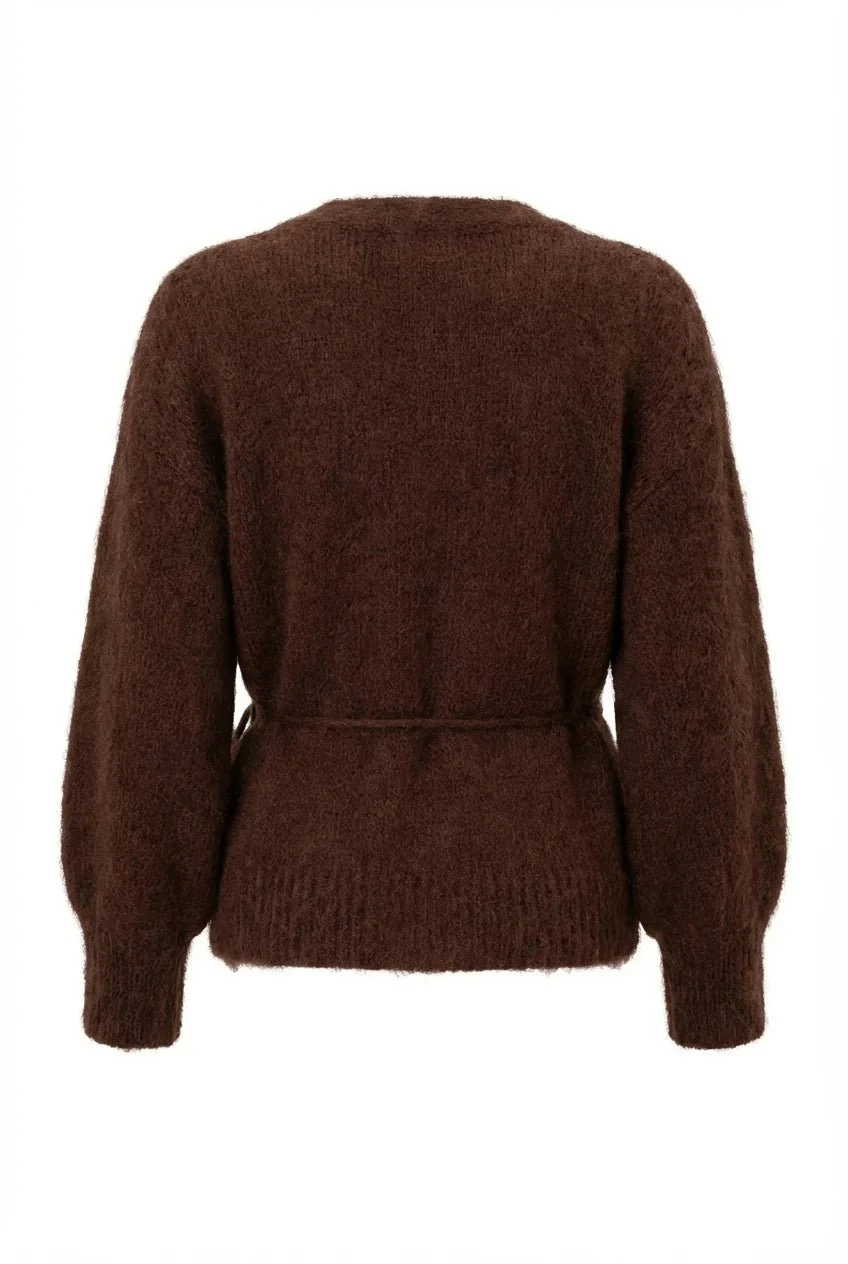 Ida Wrap Cardigan Dark Brown - Image 9