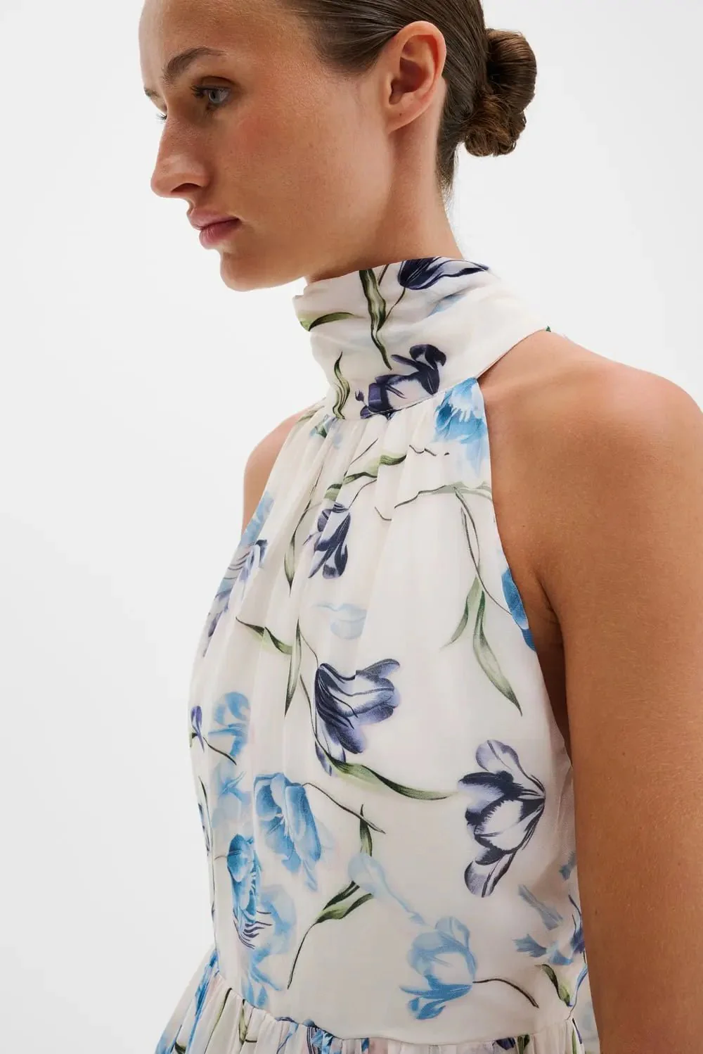 Fern Halterneck Ruffled Mini Dress Tulip Blue - Image 10