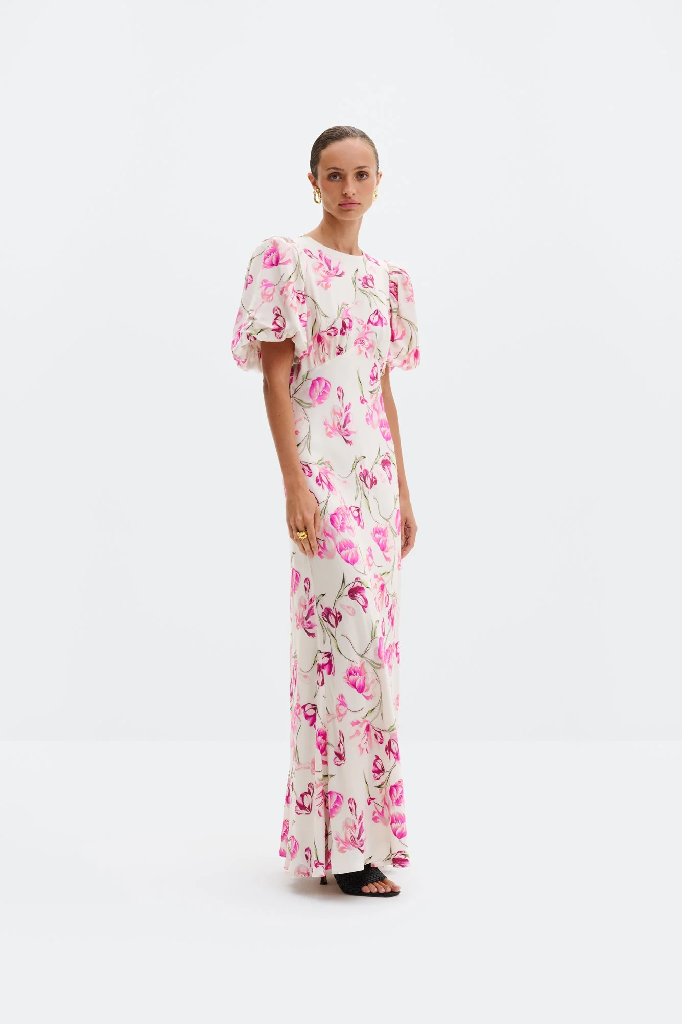 Freja Pouf Sleeve Maxi Dress Tulip Pink