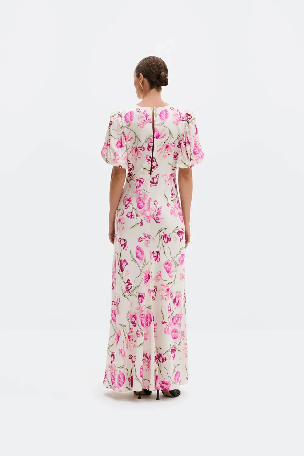 Freja Pouf Sleeve Maxi Dress Tulip Pink - Image 3